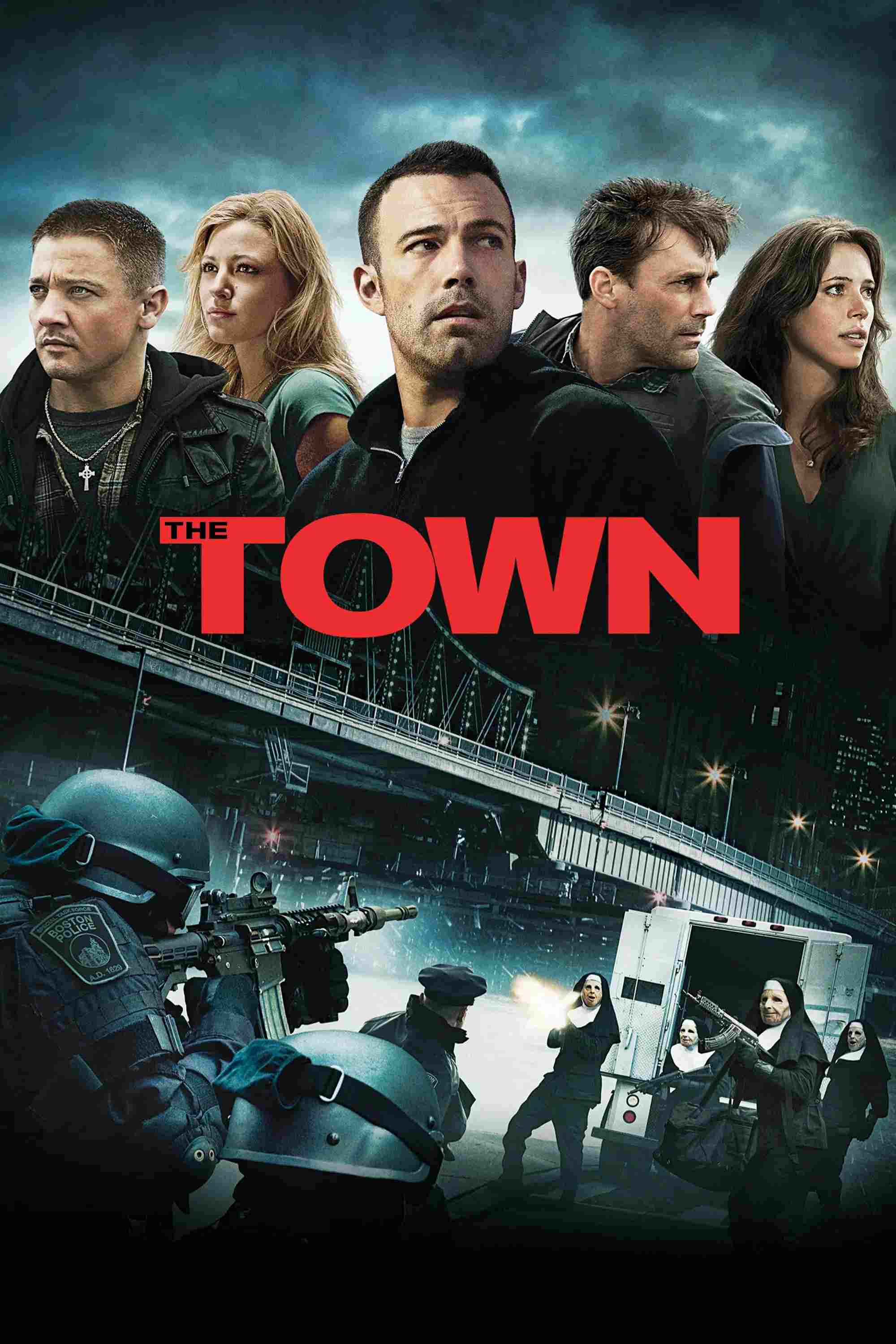 Poster chính thức của phim Phim Hình Sự, Phim Tâm Lý "Thị Trấn Tội Ác" (The Town - 2010), với sự tham gia của diễn viên Ben Affleck và Jeremy Renner.