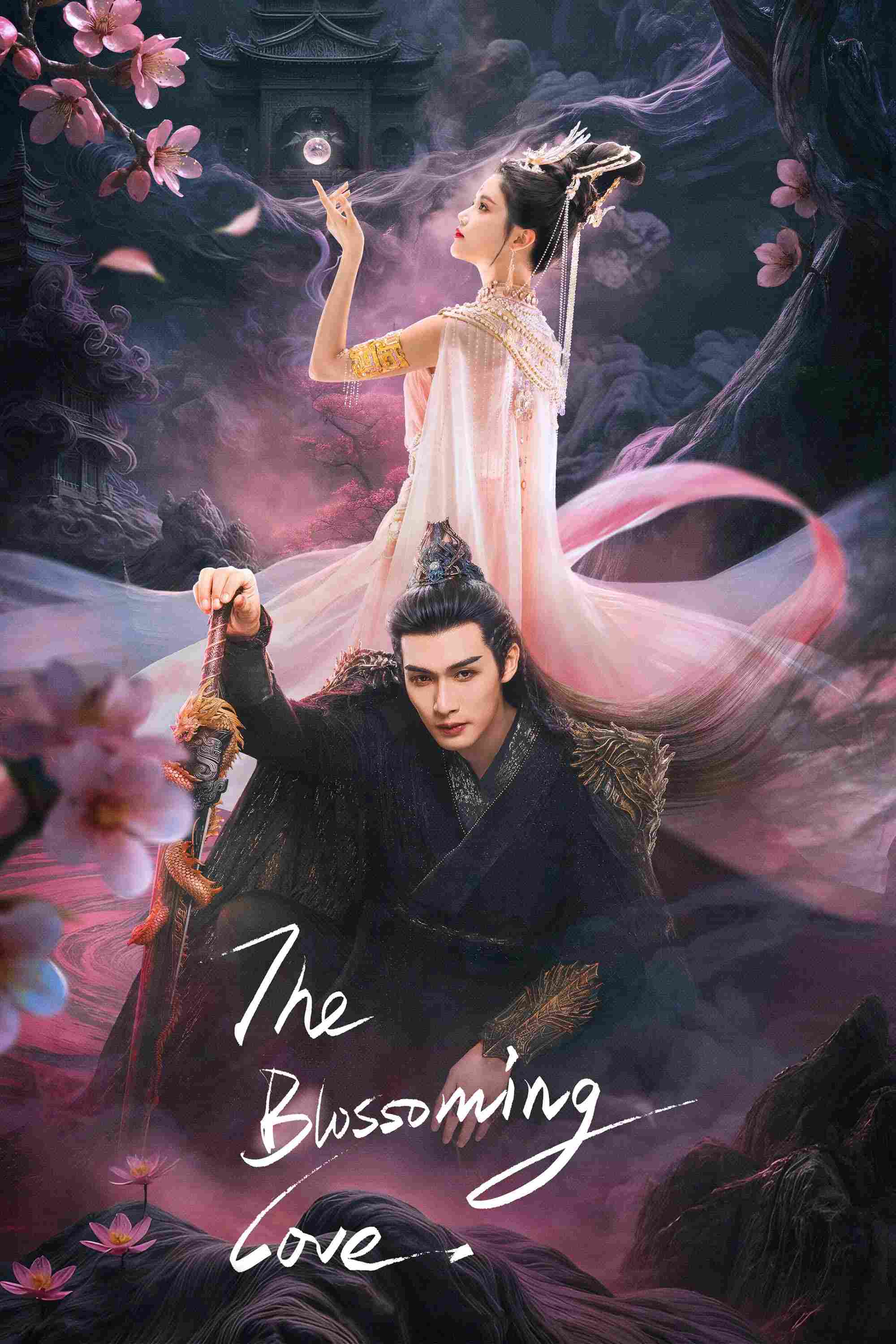 Poster chính thức của phim Phim Viễn Tưởng & Giả Tưởng, Phim Tâm Lý "Thiên Đóa Đào Hoa Nhất Thế Khai" (The Blossoming Love - 2025), với sự tham gia của diễn viên Trương Bân Bân và Tôn Trân Ny.