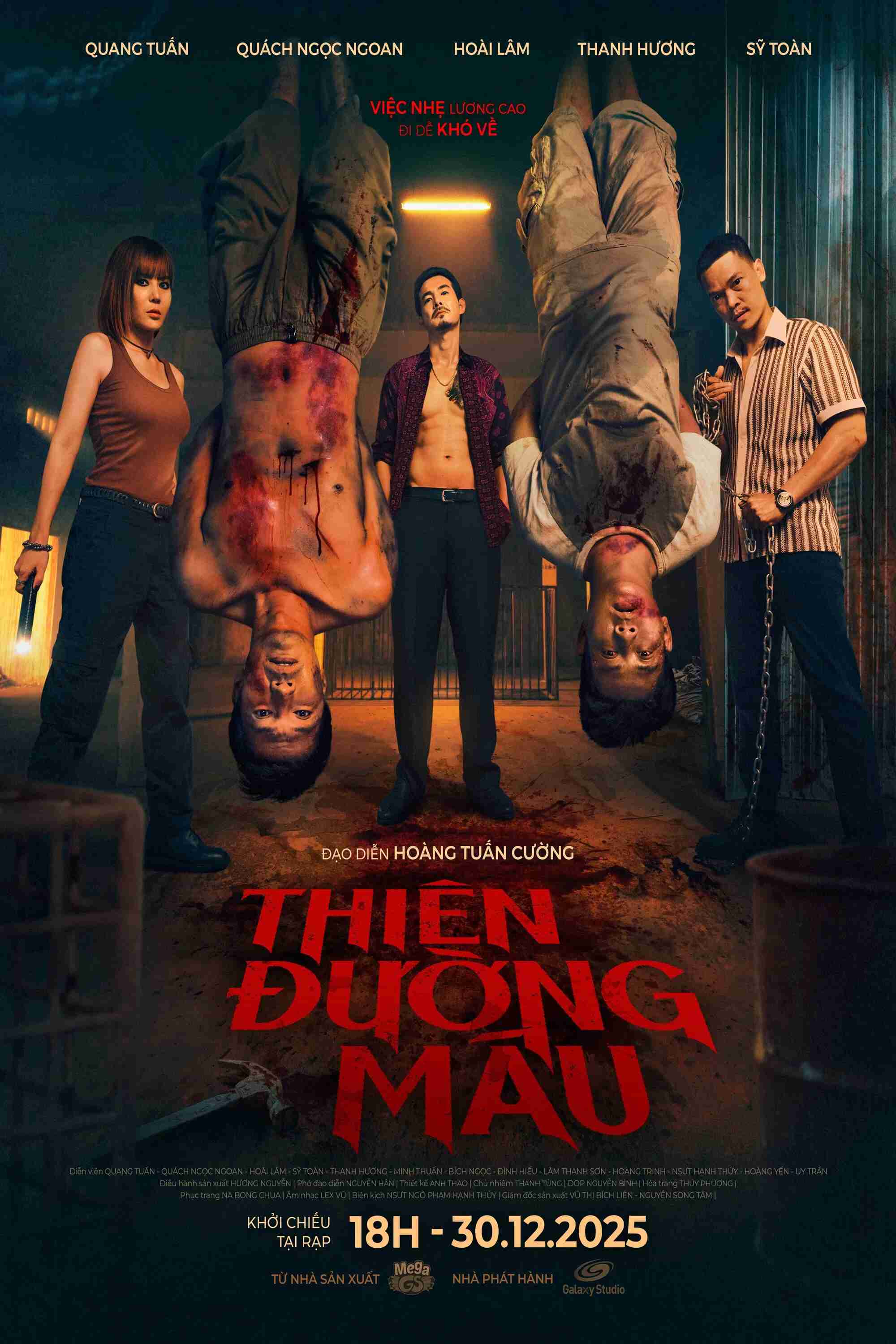 Poster chính thức của phim Phim Hành Động, Phim Hình Sự "Thiên Đường Máu" (Bloody Haven - 2025), với sự tham gia của diễn viên Ngô Quang Tuấn và Quách Ngọc Ngoan.
