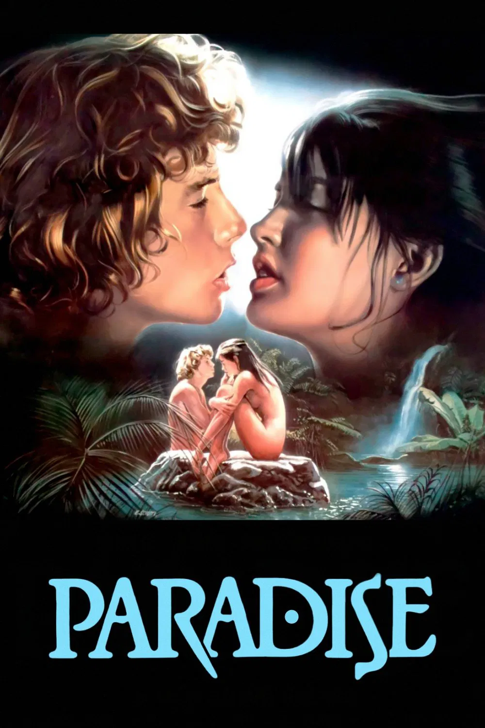 Poster chính thức của phim Phim Tình Cảm, Phim Phiêu Lưu "Thiên Đường" (Paradise - 1982), với sự tham gia của diễn viên Willie Aames và Phoebe Cates.