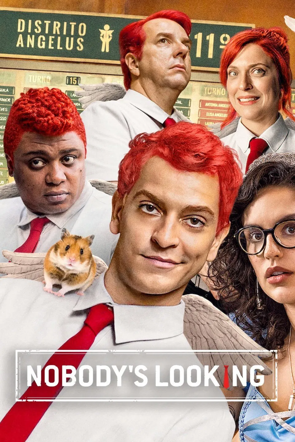 Poster chính thức của phim Phim Hài "Thiên thần hộ mệnh Uli" (Nobody's Looking - 2019), với sự tham gia của diễn viên Victor Lamoglia và Júlia Rabello.