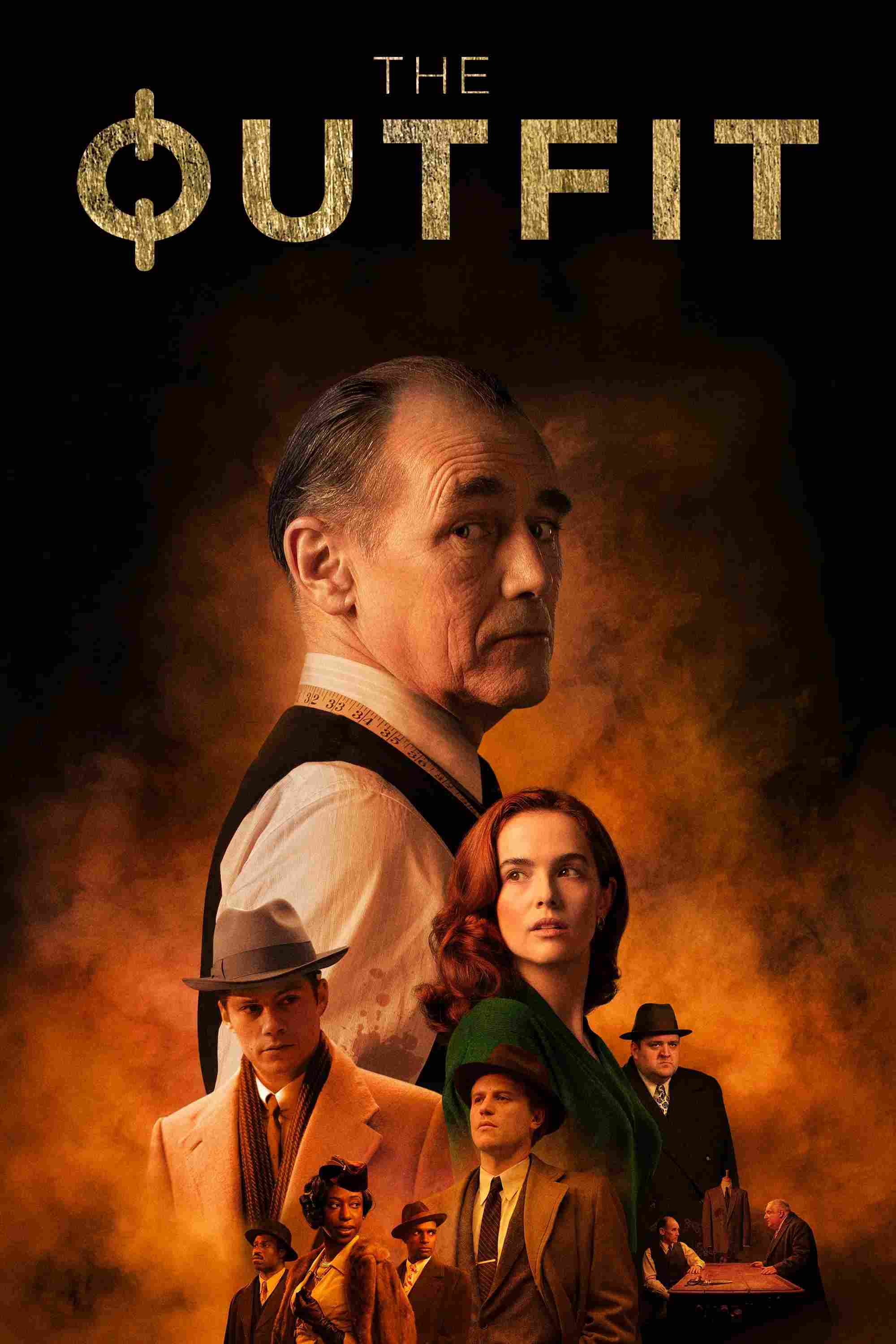 Poster chính thức của phim Phim Hình Sự, Phim Tâm Lý "Thợ May Trang Phục" (The Outfit - 2022), với sự tham gia của diễn viên Mark Rylance và Zoey Deutch.