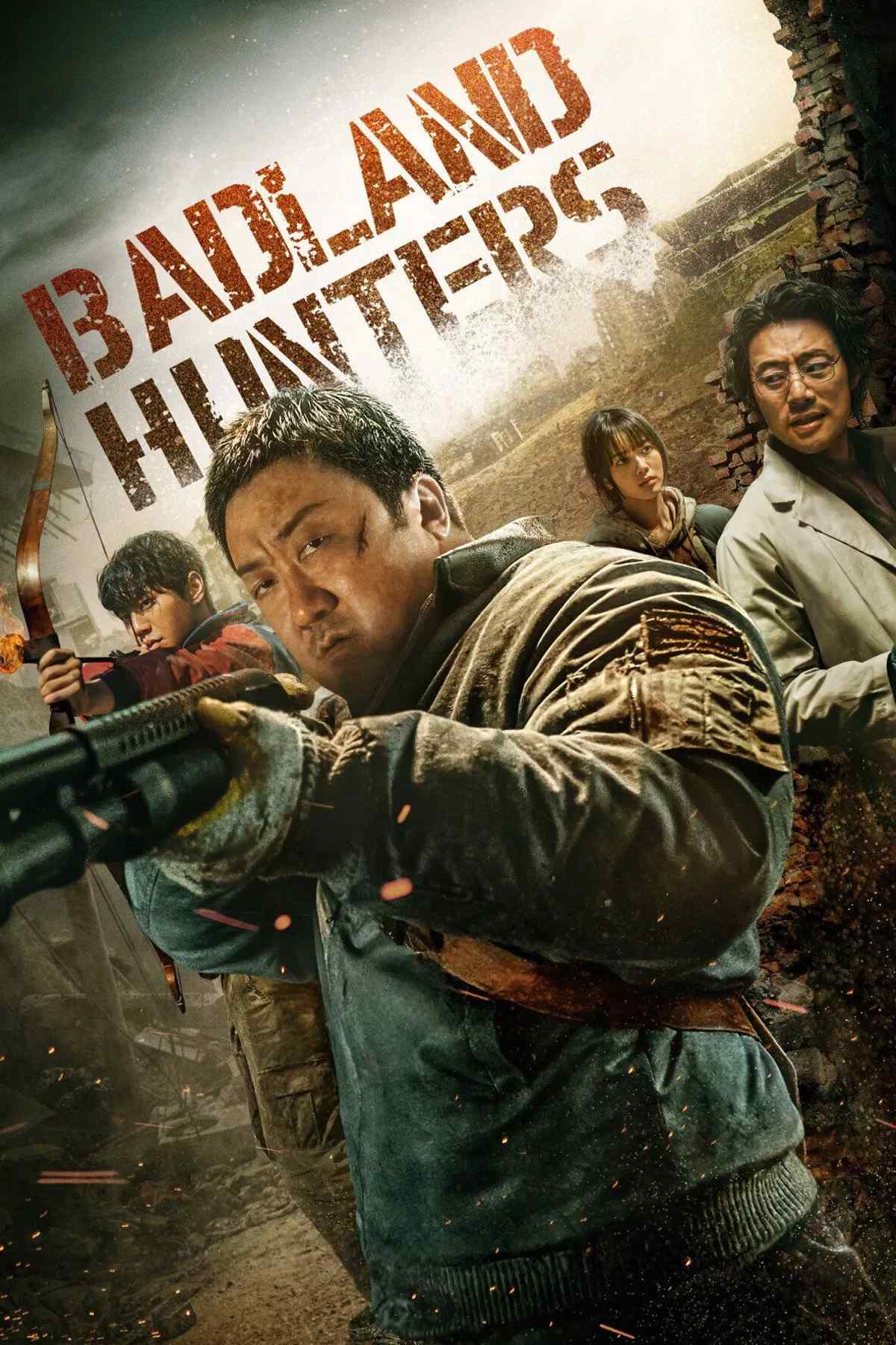 Poster chính thức của phim Phim Hành Động, Phim Phiêu Lưu "Thợ Săn Hoang Mạc" (Badland Hunters - 2024), với sự tham gia của diễn viên Ma Dong seok và Lee Jun-young.