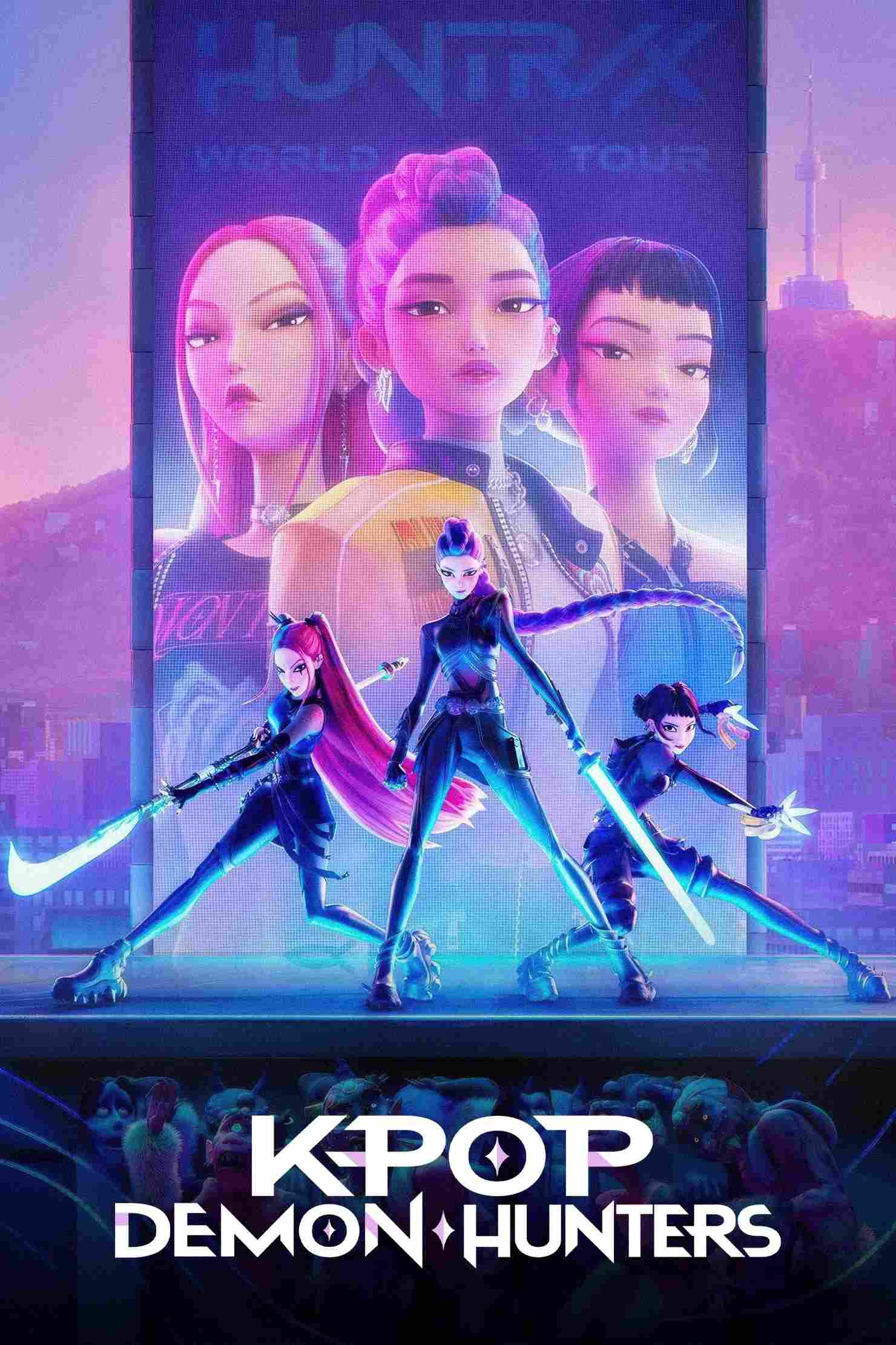 Poster chính thức của phim Phim Giả Tượng, Phim Ca Nhạc "Thợ Săn Quỷ Kpop" (KPop Demon Hunters - 2025), với sự tham gia của diễn viên Arden Cho và May Hong.