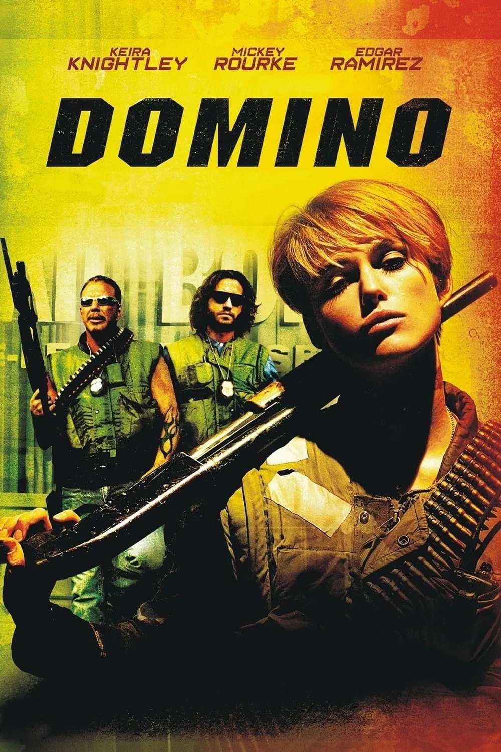 Poster chính thức của phim Phim Hành Động, Phim Hình Sự "Thợ Săn Tiền Thưởng" (Domino - 2005), với sự tham gia của diễn viên Keira Knightley và Mickey Rourke.