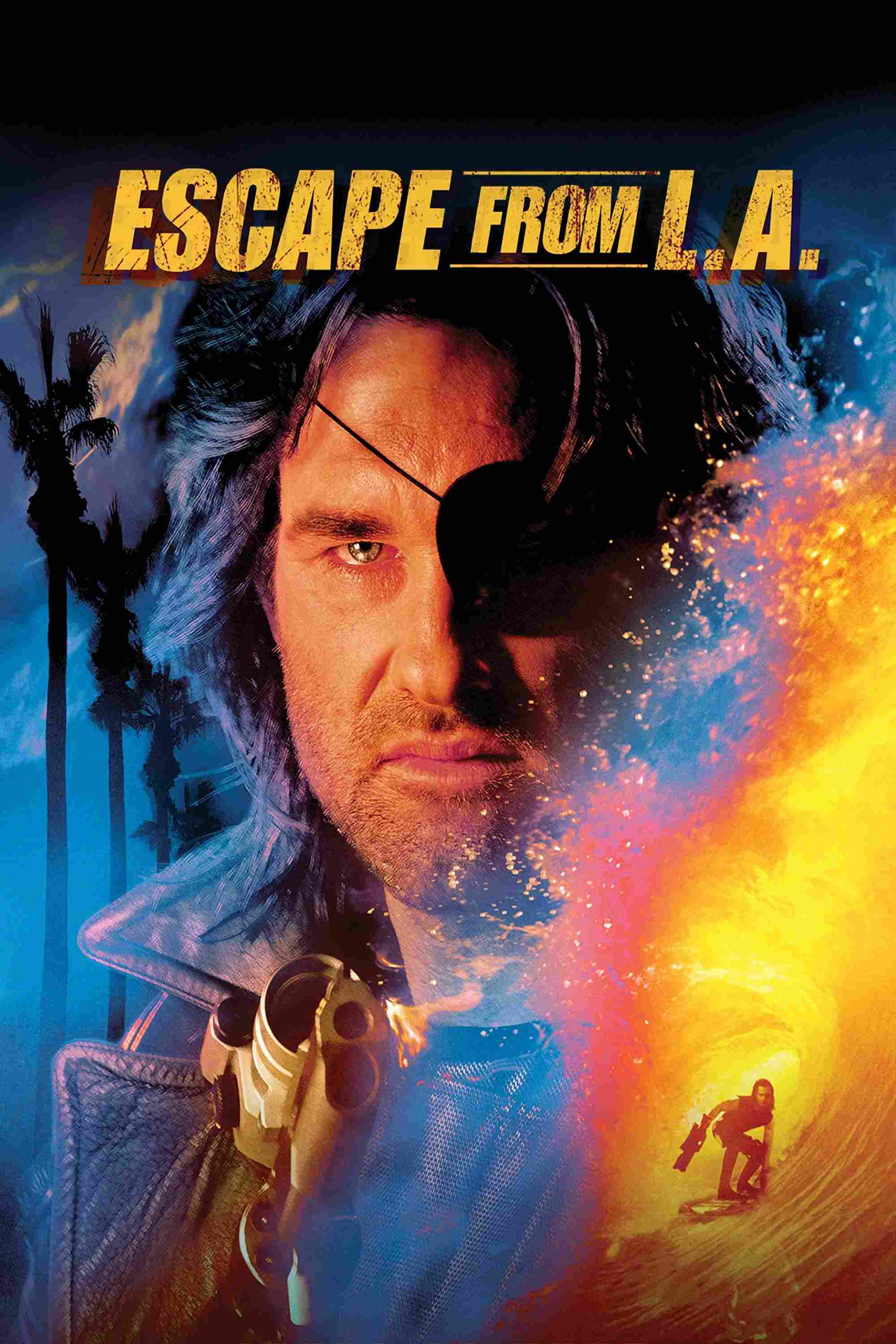 Poster chính thức của phim Phim Hành Động, Phim Phiêu Lưu "Thoát Khỏi Los Angeles" (Escape from L.A. - 1996), với sự tham gia của diễn viên Kurt Russell và Stacy Keach.