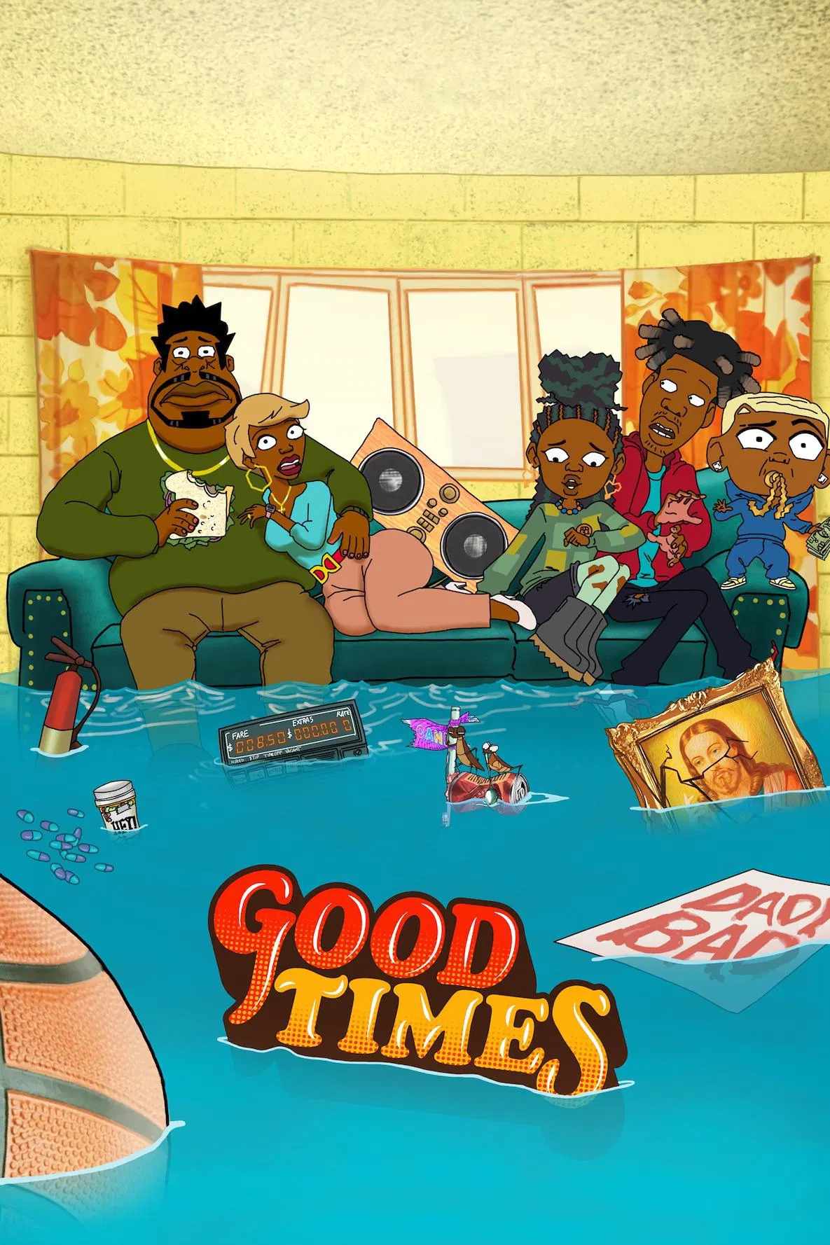 Poster chính thức của phim Phim Hài, Phim Hoạt Hình "Thời Tươi Đẹp" (Good Times - 2024), với sự tham gia của diễn viên Jay Pharoah và Marsai Martin.
