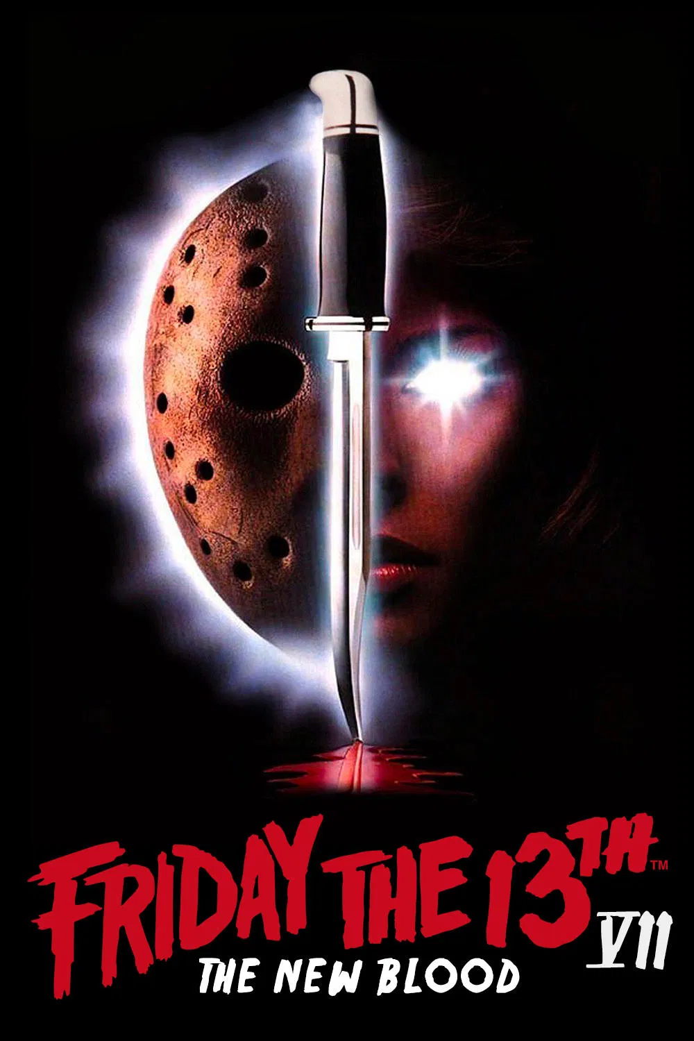 Poster chính thức của phim Phim Kinh Dị, Phim Giật Gân "Thứ 6 Ngày 13 Phần 7" (Friday the 13th Part VII: The New Blood - 1988), với sự tham gia của diễn viên Lar Park Lincoln và Kane Hodder.