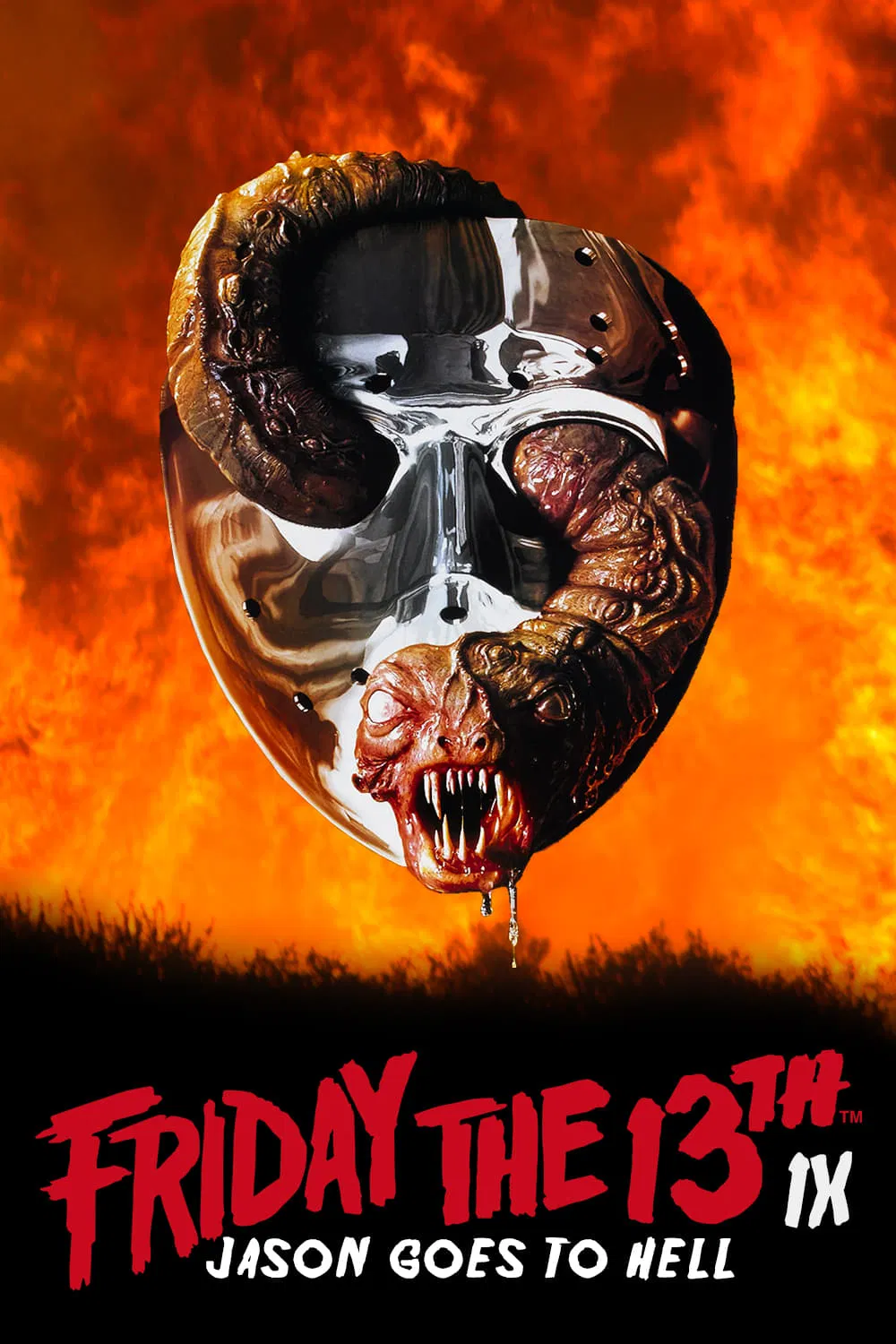 Poster chính thức của phim Phim Kinh Dị, Phim Giật Gân "Thứ 6 Ngày 13 Phần 9" (Jason Goes to Hell: The Final Friday - 1993), với sự tham gia của diễn viên Kane Hodder và John D. LeMay.