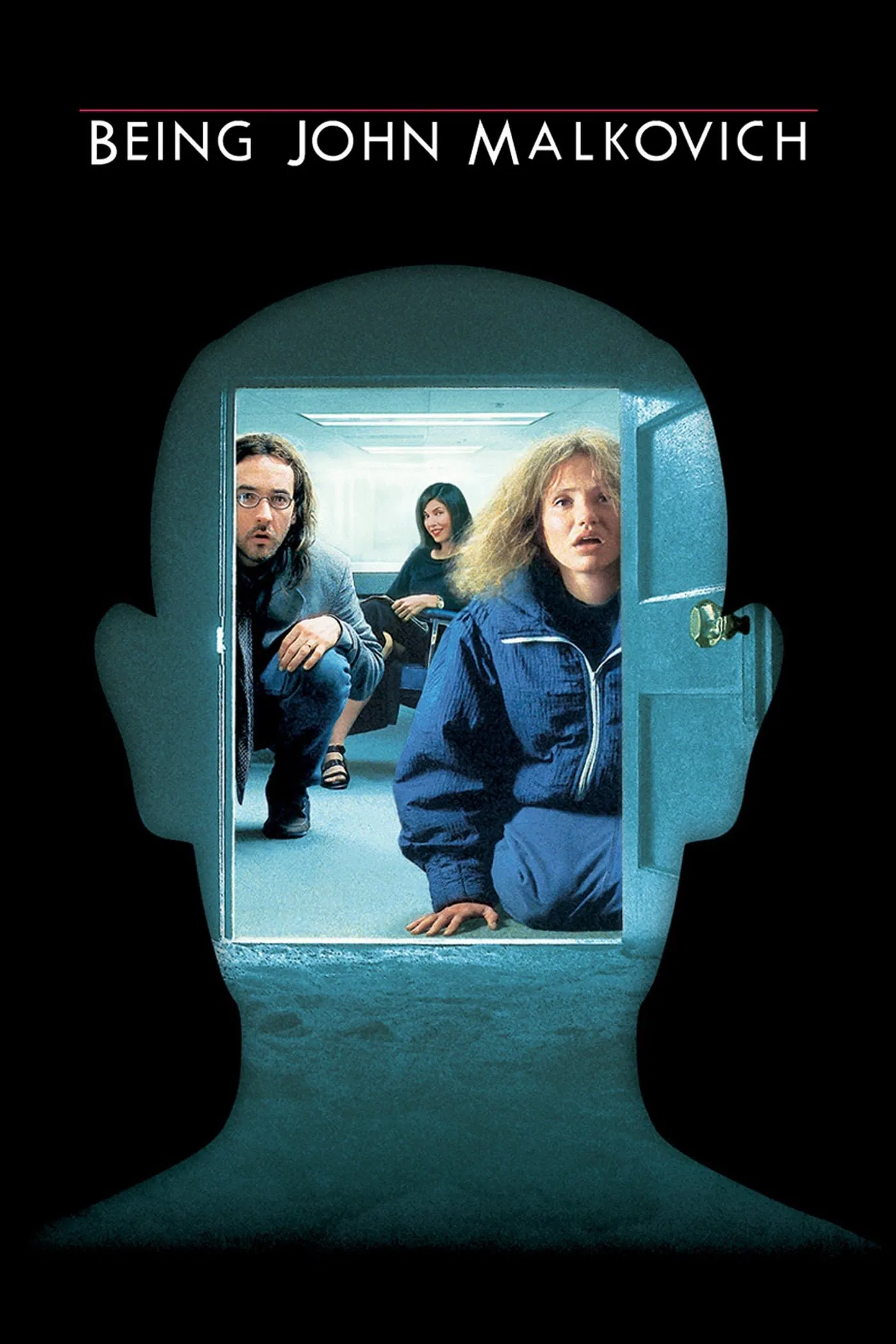 Poster chính thức của phim Phim Hài, Phim Tâm Lý "Thử làm John Malkovich" (Being John Malkovich - 1999), với sự tham gia của diễn viên John Cusack và Cameron Diaz.