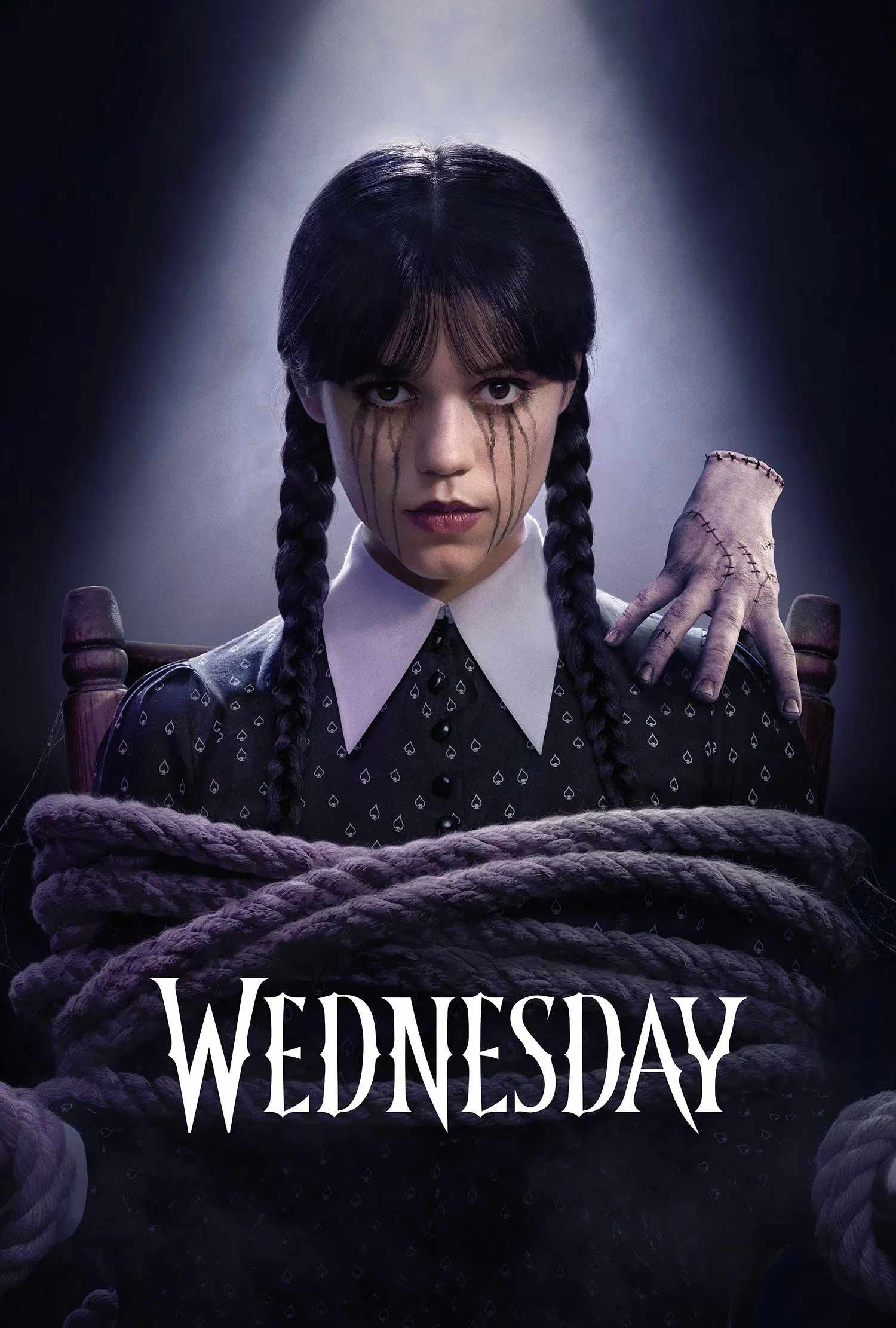 Poster chính thức của phim Phim Viễn Tưởng & Giả Tưởng, Phim Bí Ẩn "Thứ Tư (Phần 1)" (Wednesday - 2022), với sự tham gia của diễn viên Jenna Ortega và Steve Buscemi.