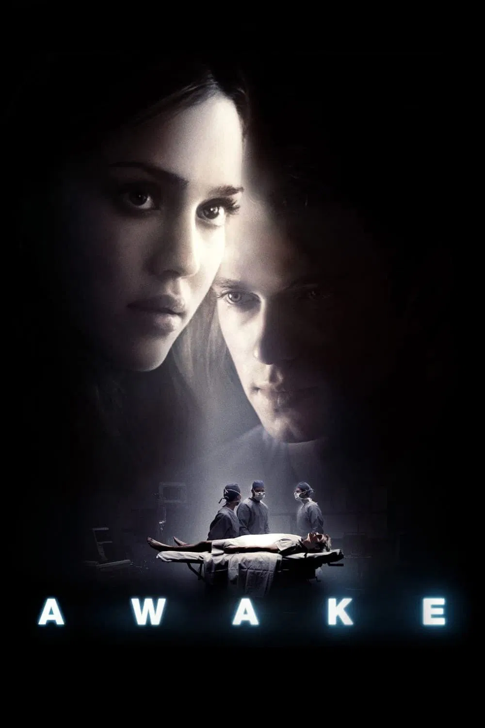 Poster chính thức của phim Phim Giật Gân, Phim Hình Sự "Thức Tỉnh" (Awake - 2007), với sự tham gia của diễn viên Hayden Christensen và Jessica Alba.
