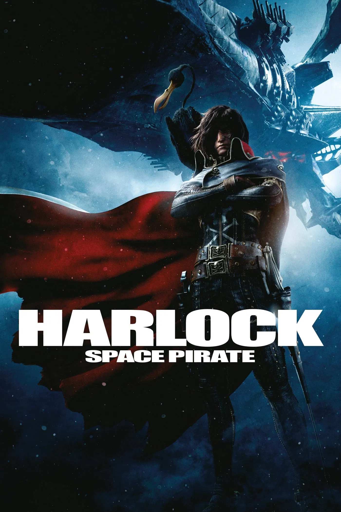 Poster chính thức của phim Phim Hoạt Hình, Phim Viễn Tưởng "Thuyền Trưởng Harlock" (Space Pirate Captain Harlock - 2013), với sự tham gia của diễn viên Shun Oguri và Haruma Miura.