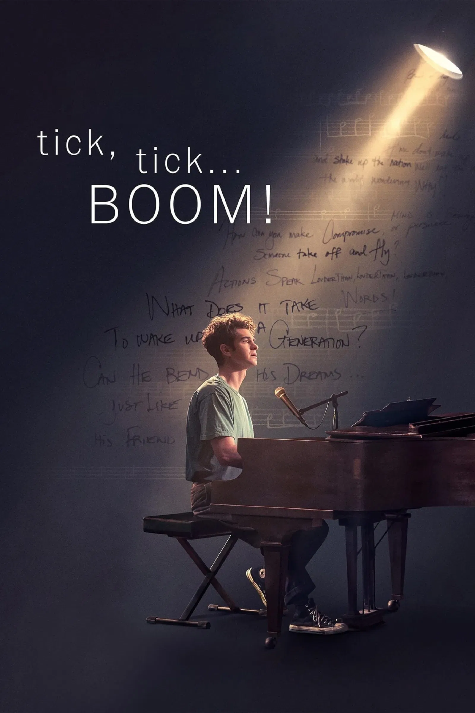 Poster chính thức của phim Phim Tâm Lý, Phim Ca Nhạc "tick, tick...BOOM!" (tick, tick... BOOM! - 2021), với sự tham gia của diễn viên Andrew Garfield và Alexandra Shipp.