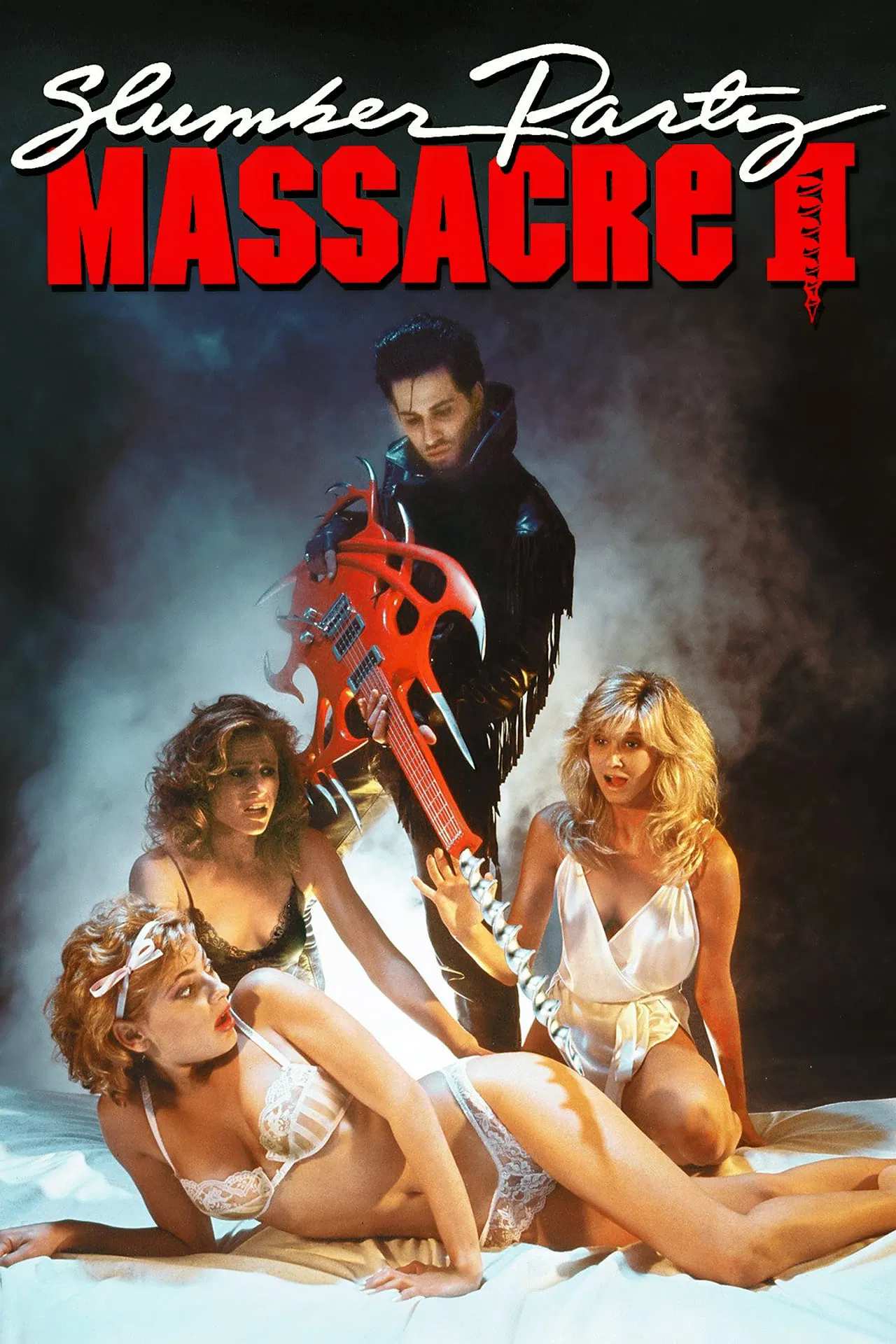 Poster chính thức của phim Phim Kinh Dị, Phim Hài "Tiệc Ăn Chơi Đẫm Máu 2" (Slumber Party Massacre II - 1987), với sự tham gia của diễn viên Crystal Bernard và Jennifer Rhodes.