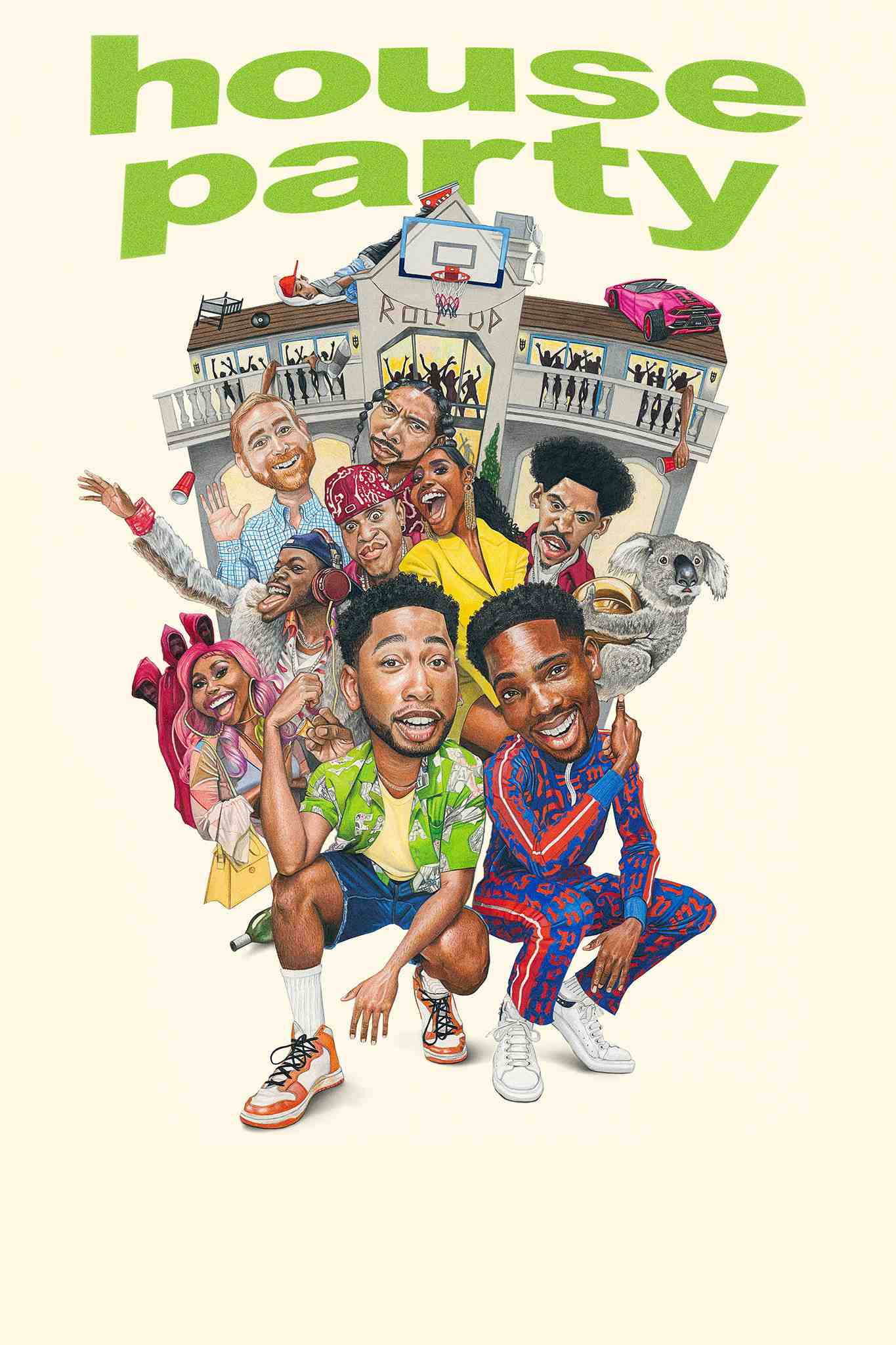 Poster chính thức của phim Phim Hài "Tiệc Tại Gia" (House Party - 2023), với sự tham gia của diễn viên Jacob Latimore và Tosin Cole.