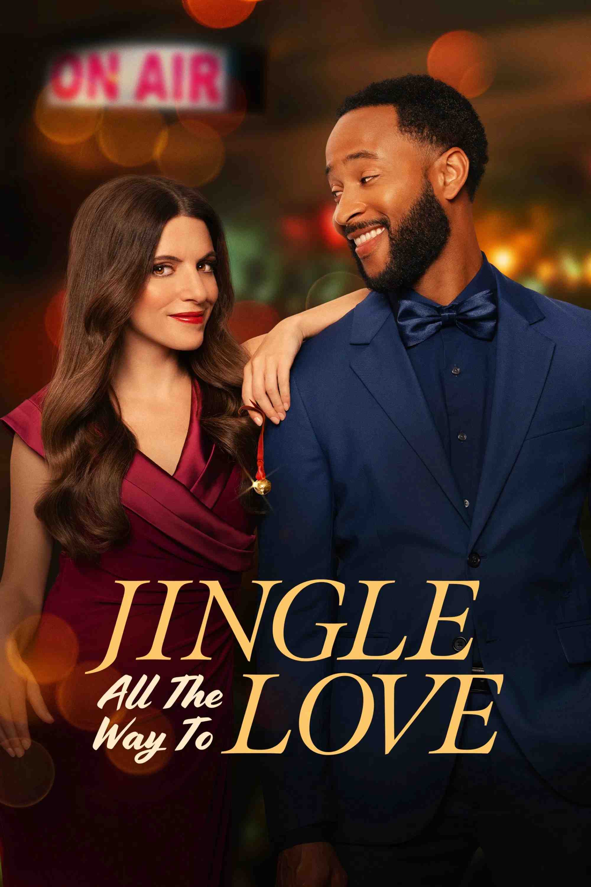 Poster chính thức của phim Phim Tình Cảm, Phim Truyền Hình "Tiếng Chuông Tình Yêu" (Jingle All the Way to Love - 2024), với sự tham gia của diễn viên Erin Agostino và Romaine Waite.