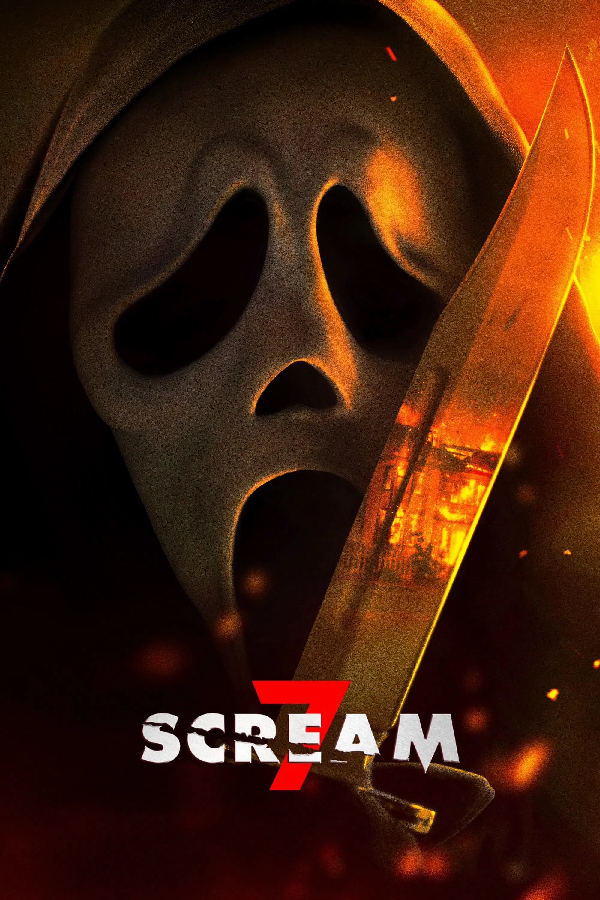 Poster chính thức của phim Phim Kinh Dị, Phim Bí Ẩn "Tiếng Thét 7" (Scream 7 - 2026), với sự tham gia của diễn viên Neve Campbell và Courteney Cox.