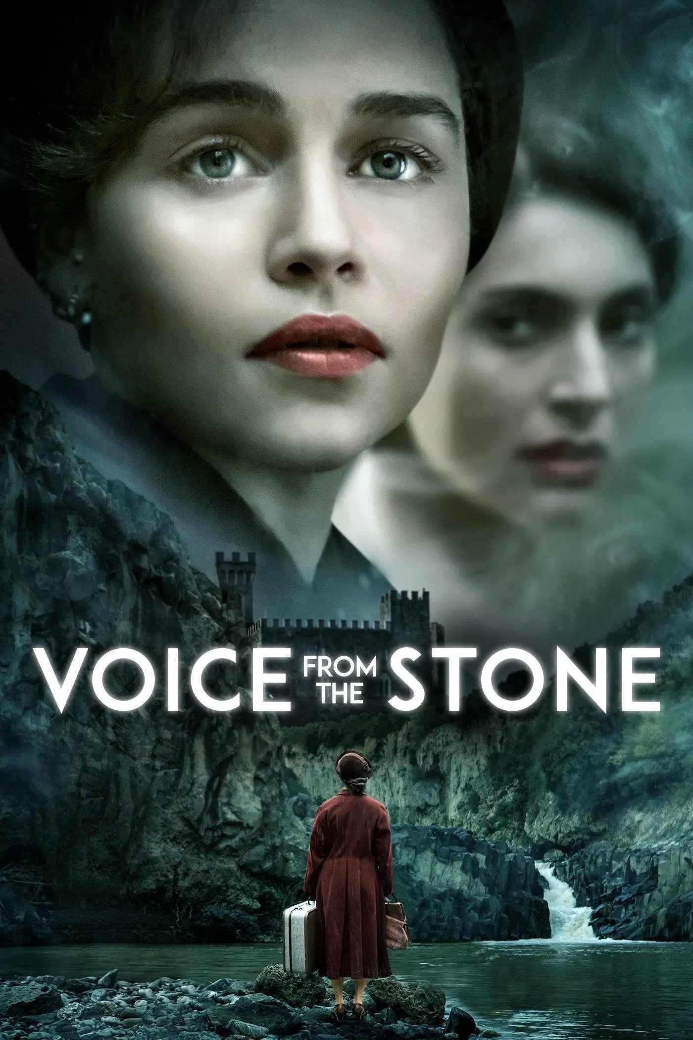 Poster chính thức của phim Phim Bí Ẩn, Phim Giật Gân "Tiếng Vọng Từ Tường Đá" (Voice from the Stone - 2017), với sự tham gia của diễn viên Emilia Clarke và Marton Csokas.