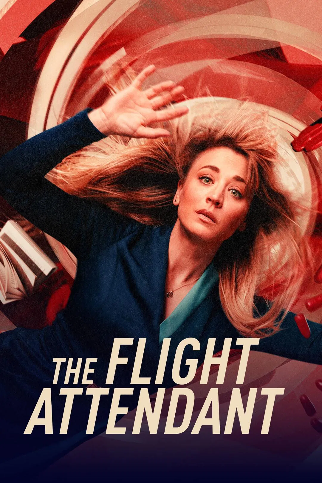 Poster chính thức của phim Phim Tâm Lý, Phim Bí Ẩn "Tiếp Viên Hàng Không" (The Flight Attendant - 2020), với sự tham gia của diễn viên Kaley Cuoco và Zosia Mamet.