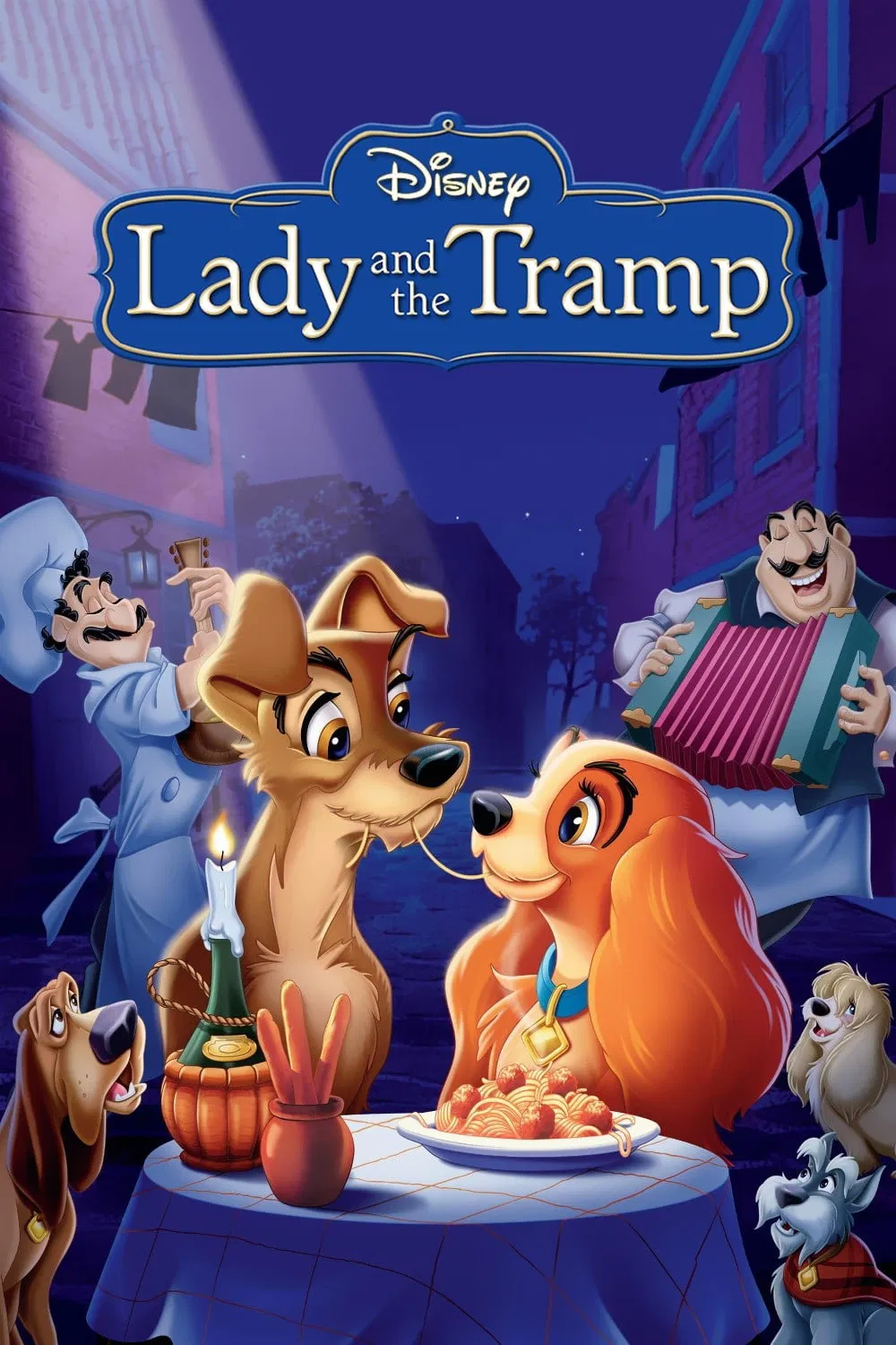 Poster chính thức của phim Phim Gia Đình, Phim Hoạt Hình "Tiểu Thư Và Gã Lang Thang" (Lady and the Tramp - 1955), với sự tham gia của diễn viên Barbara Luddy và Peggy Lee.