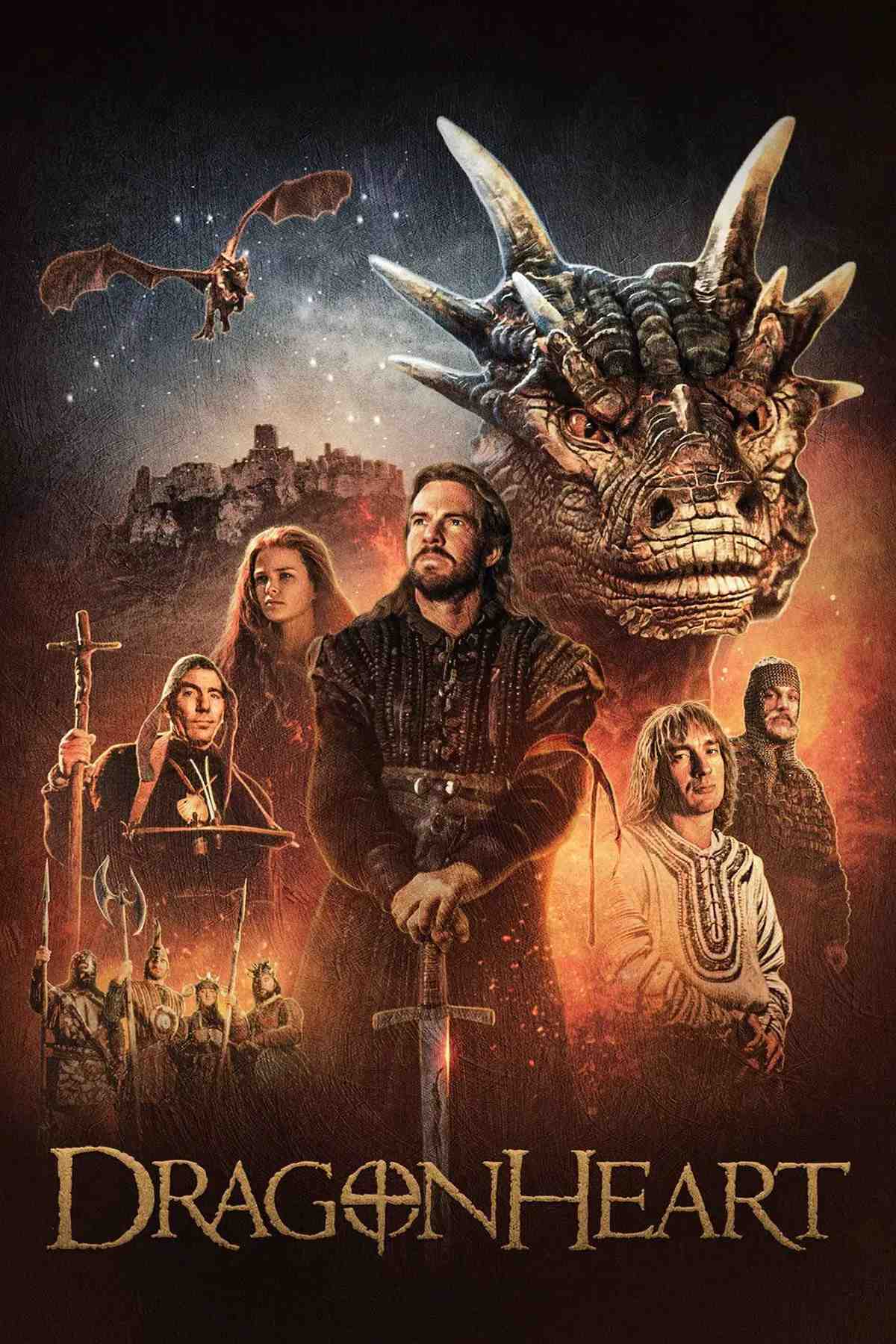 Poster chính thức của phim Phim Giả Tượng, Phim Hành Động "Tim Rồng" (DragonHeart - 1996), với sự tham gia của diễn viên Dennis Quaid và Sean Connery.