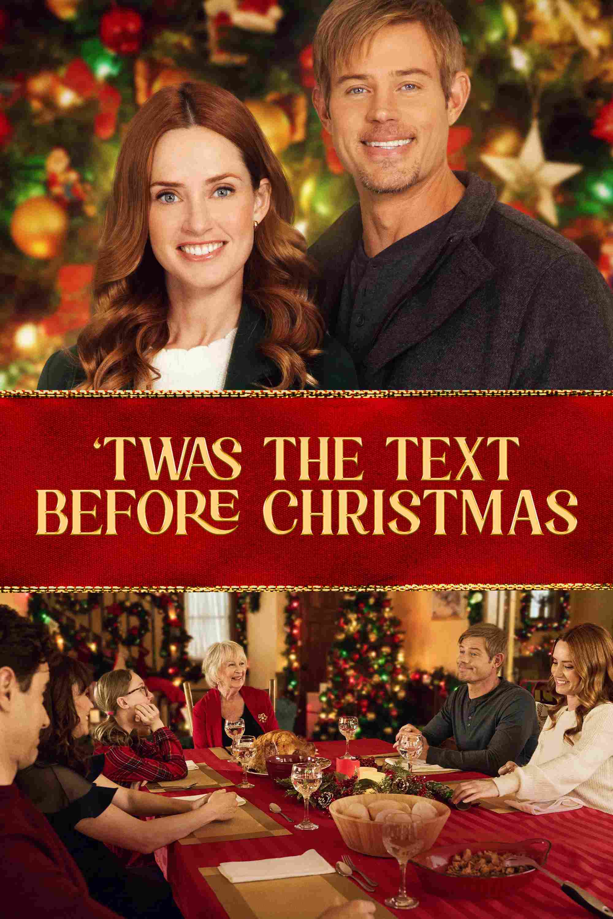 Poster chính thức của phim Phim Tình Cảm, Phim Hài "Tin Nhắn Tình Cờ Trước Giáng Sinh" ('Twas the Text Before Christmas - 2023), với sự tham gia của diễn viên Merritt Patterson và Trevor Donovan.