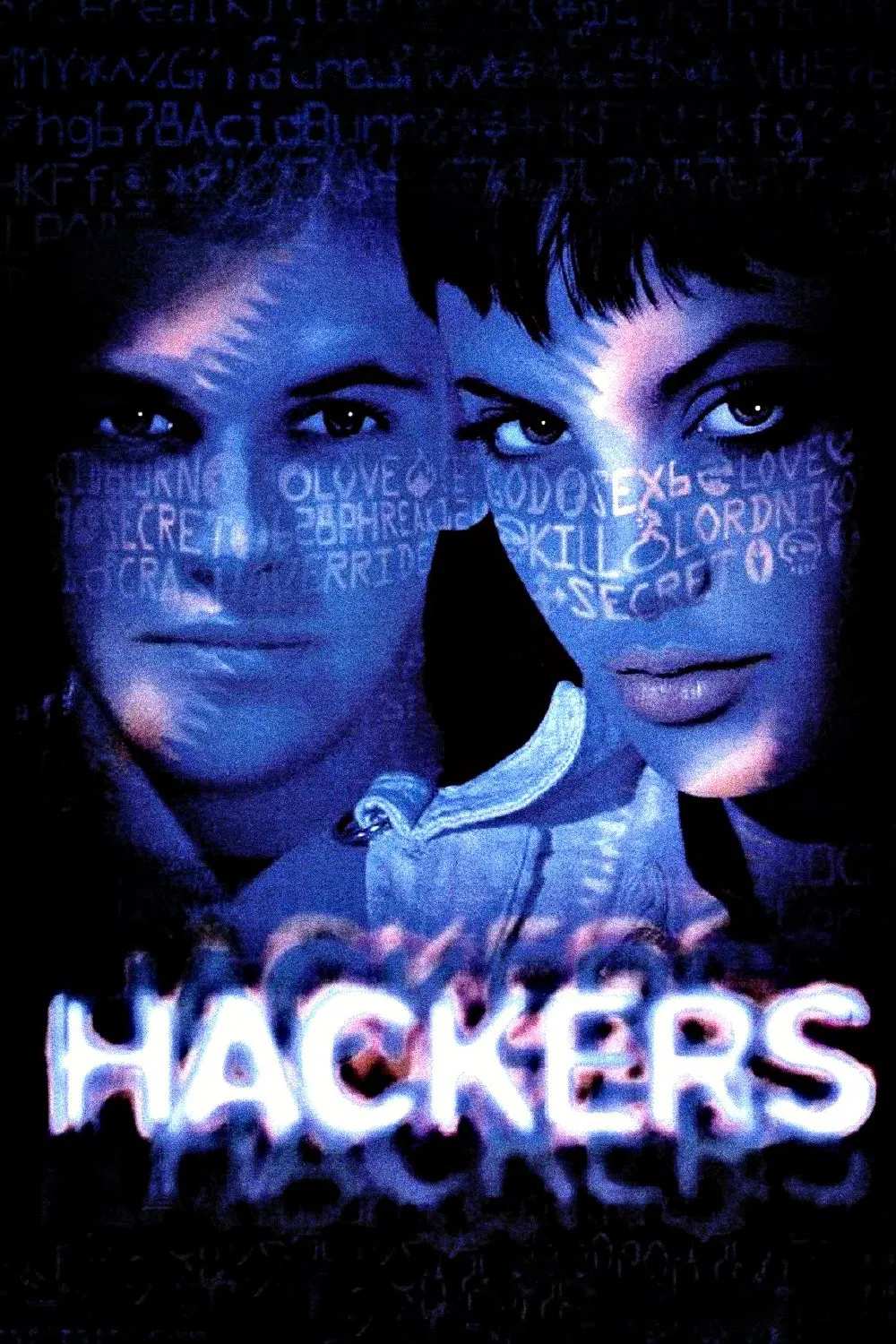 Poster chính thức của phim Phim Hành Động, Phim Hình Sự "Tin Tặc" (Hackers - 1995), với sự tham gia của diễn viên Jonny Lee Miller và Angelina Jolie.