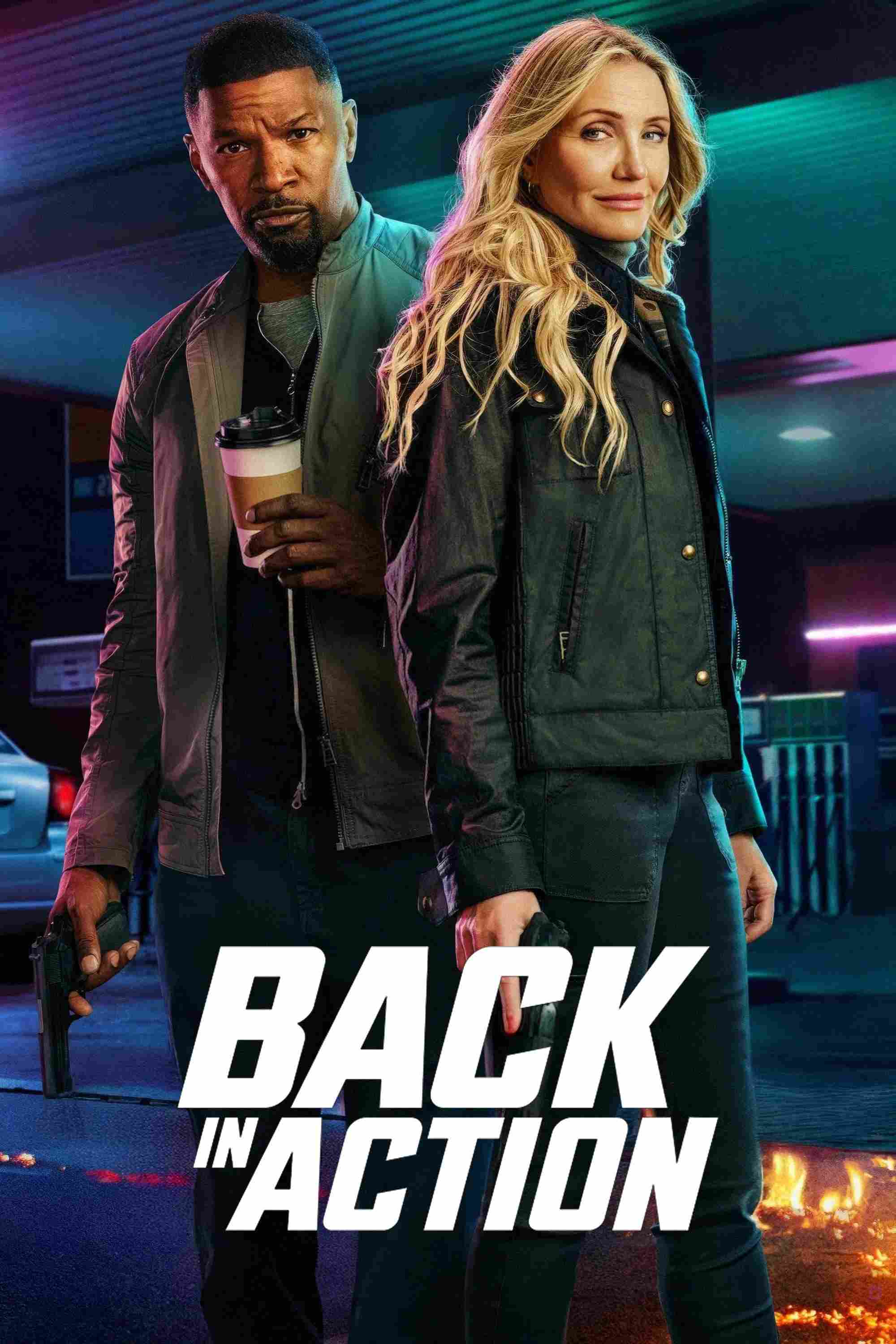 Poster chính thức của phim Phim Hành Động, Phim Hài "Tình Báo Tái Xuất" (Back in Action - 2025), với sự tham gia của diễn viên Jamie Foxx và Cameron Diaz.