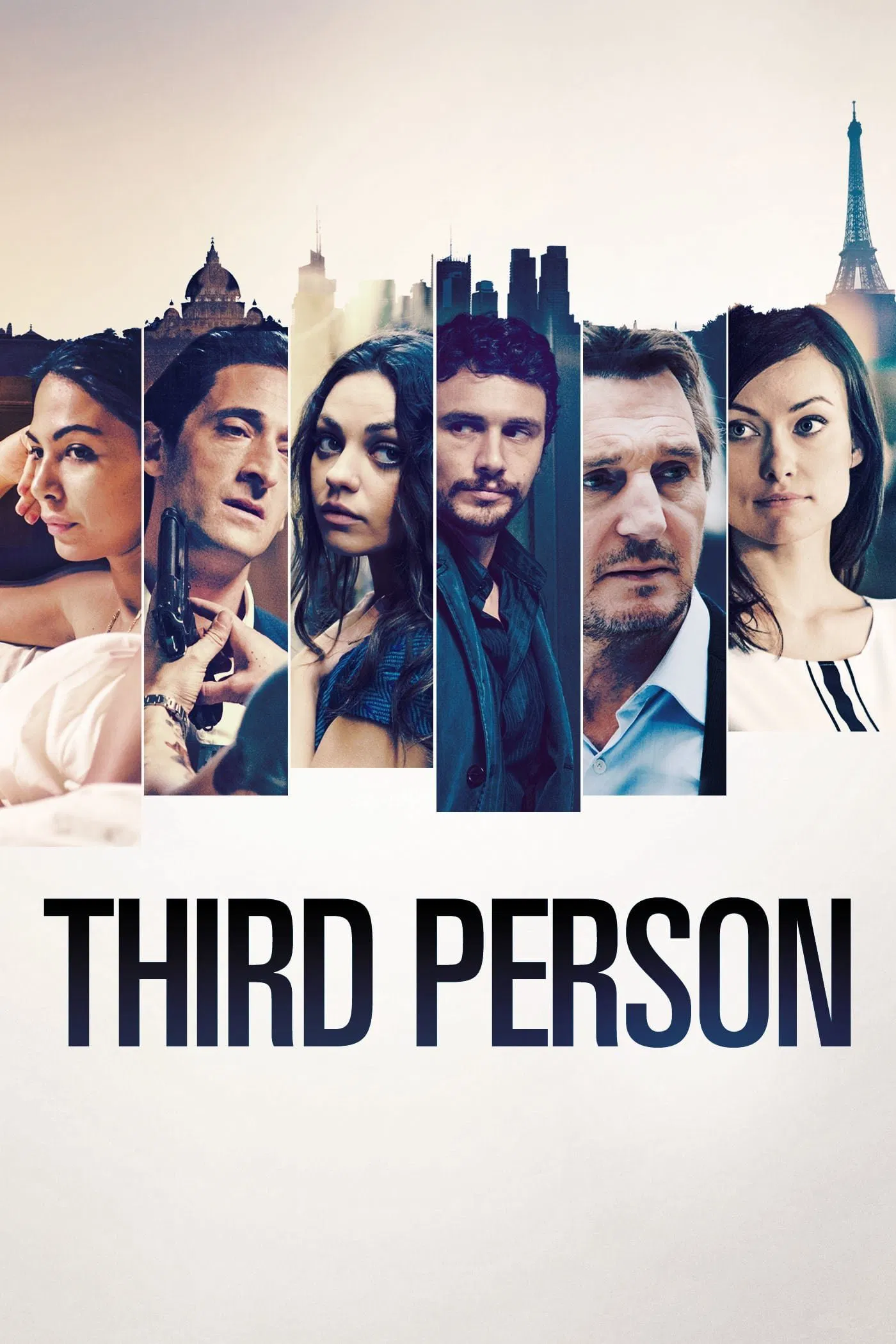 Poster chính thức của phim Phim Tâm Lý, Phim Tình Cảm "Tình Hờ" (Third Person - 2014), với sự tham gia của diễn viên Liam Neeson và Mila Kunis.