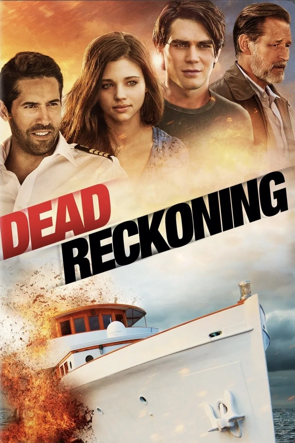 Poster chính thức của phim Phim Giật Gân "Tính toán chết" (Dead Reckoning - 2020), với sự tham gia của diễn viên K.J. Apa và India Eisley.