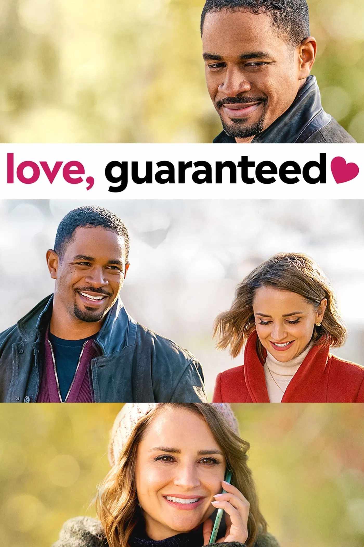 Poster chính thức của phim Phim Tình Cảm, Phim Hài "Tình yêu có bảo đảm" (Love, Guaranteed - 2020), với sự tham gia của diễn viên Rachael Leigh Cook và Damon Wayans Jr.
