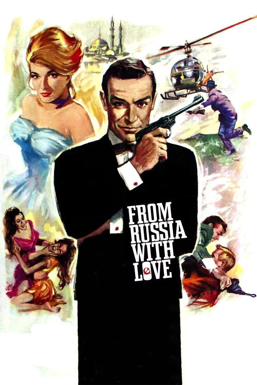 Poster chính thức của phim Phim Hành Động, Phim Giật Gân "Tình Yêu Đến Từ Nước Nga" (From Russia with Love - 1963), với sự tham gia của diễn viên Sean Connery và Daniela Bianchi.