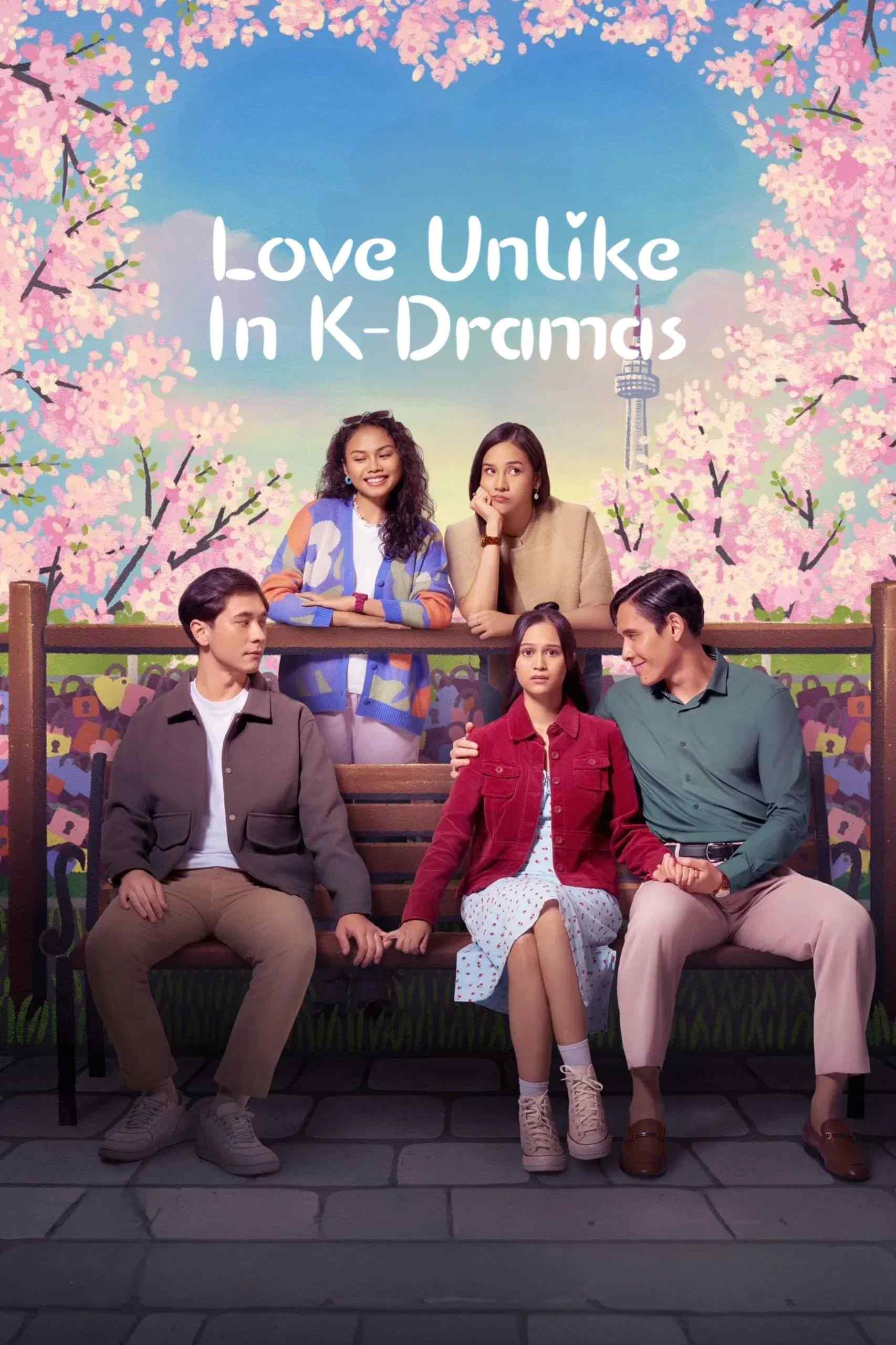 Poster chính thức của phim Phim Tâm Lý, Phim Tình Cảm "Tình Yêu Không Giống Trong Phim Hàn" (Love Unlike in K-Dramas - 2024), với sự tham gia của diễn viên Lutesha và Jerome Kurnia.