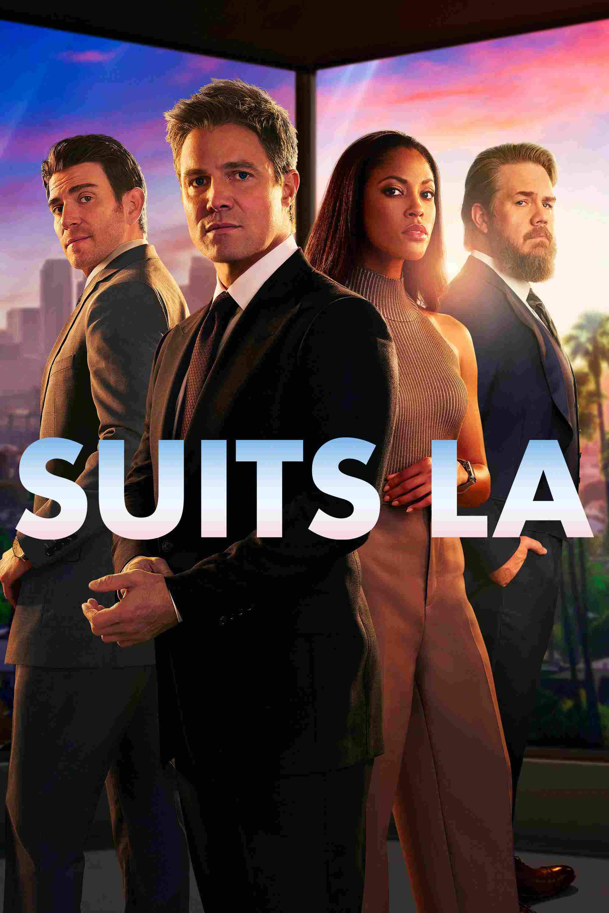 Poster chính thức của phim Phim Tâm Lý "Tố Tụng L.A." (Suits LA - 2025), với sự tham gia của diễn viên Stephen Amell và Lex Scott Davis.