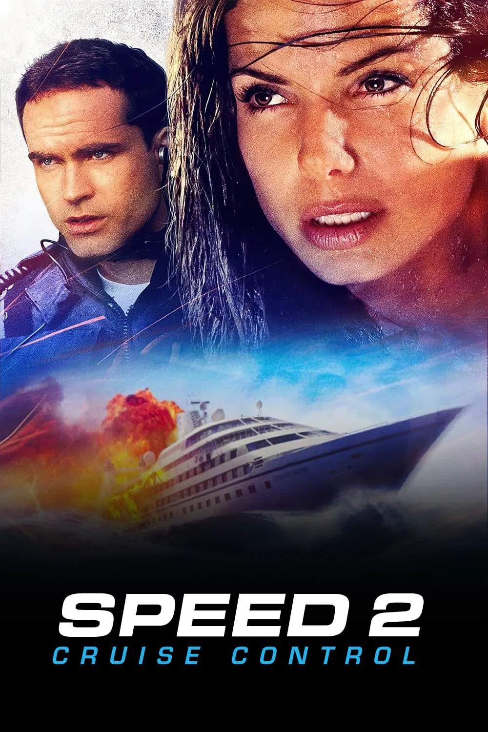 Poster chính thức của phim Phim Hành Động, Phim Phiêu Lưu "Tốc Độ 2: Kiểm Soát Hành Trình" (Speed 2: Cruise Control - 1997), với sự tham gia của diễn viên Sandra Bullock và Jason Patric.