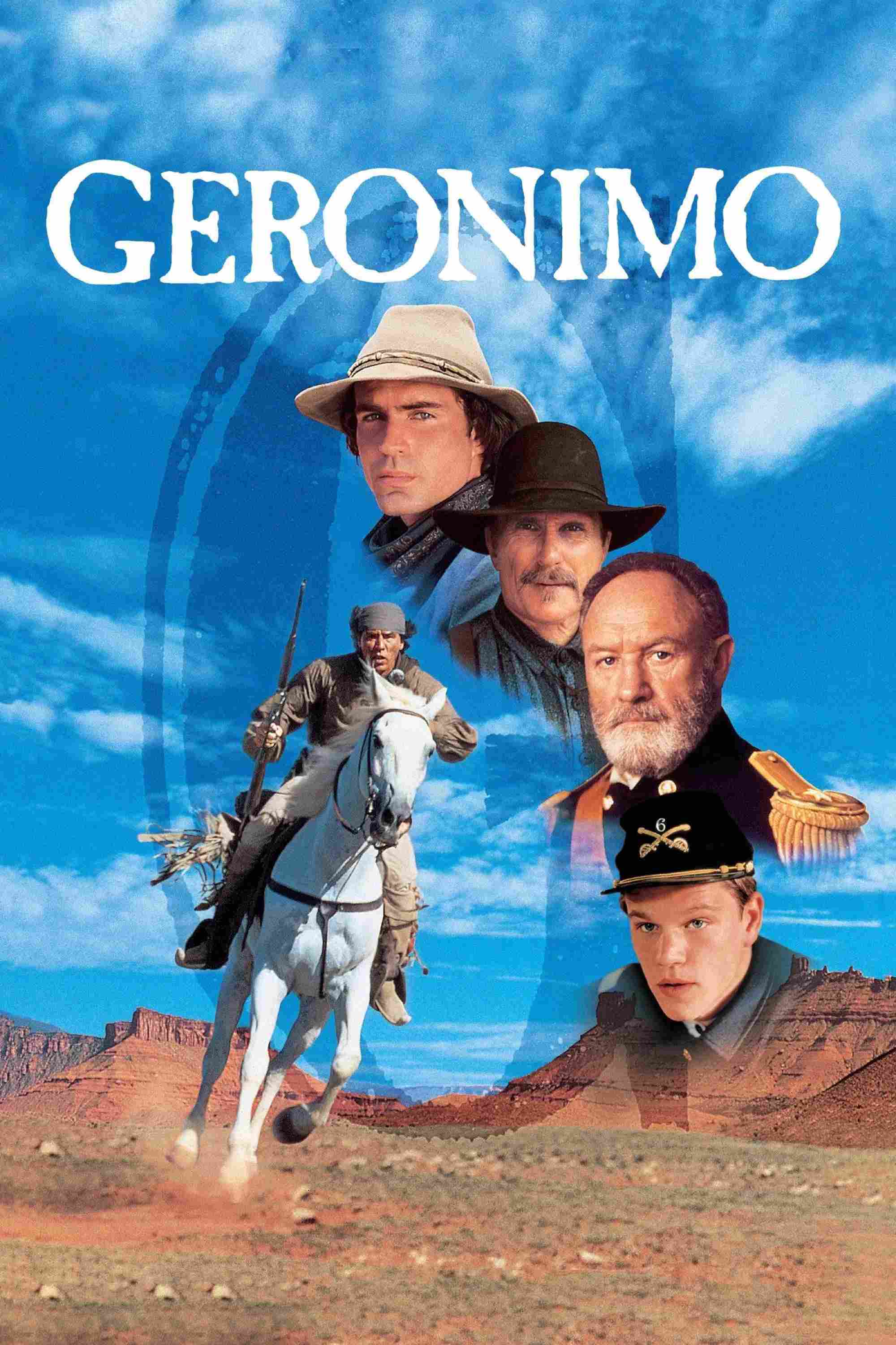 Poster chính thức của phim Phim Miền Tây, Phim Lịch Sử "Tộc Trưởng Huyền Thoại" (Geronimo: An American Legend - 1993), với sự tham gia của diễn viên Jason Patric và Gene Hackman.