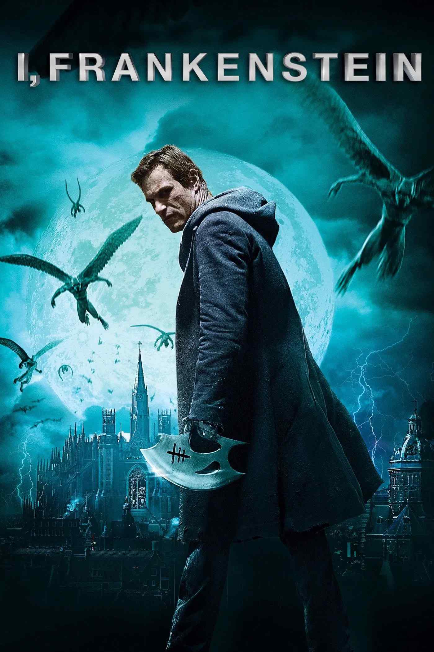 Poster chính thức của phim Phim Kinh Dị, Phim Giật Gân "Tôi, Frankenstein" (I, Frankenstein - 2014), với sự tham gia của diễn viên Aaron Eckhart và Yvonne Strahovski.