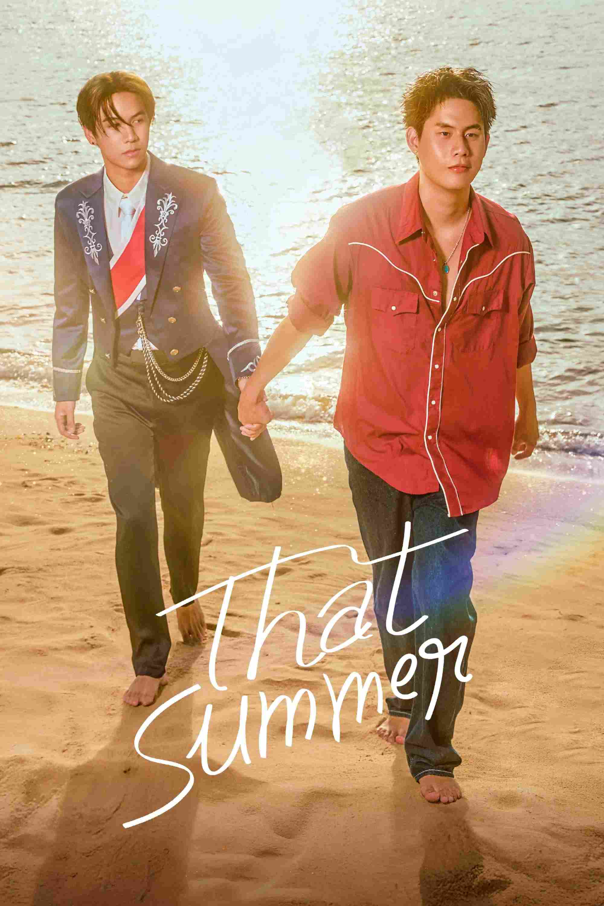 Poster chính thức của phim Phim Tâm Lý "Tôi Gặp Hoàng Tử Trên Bãi Biển" (That Summer - 2025), với sự tham gia của diễn viên Thanawin Pholcharoenrat và Kittiphop Sereevichayasawat.