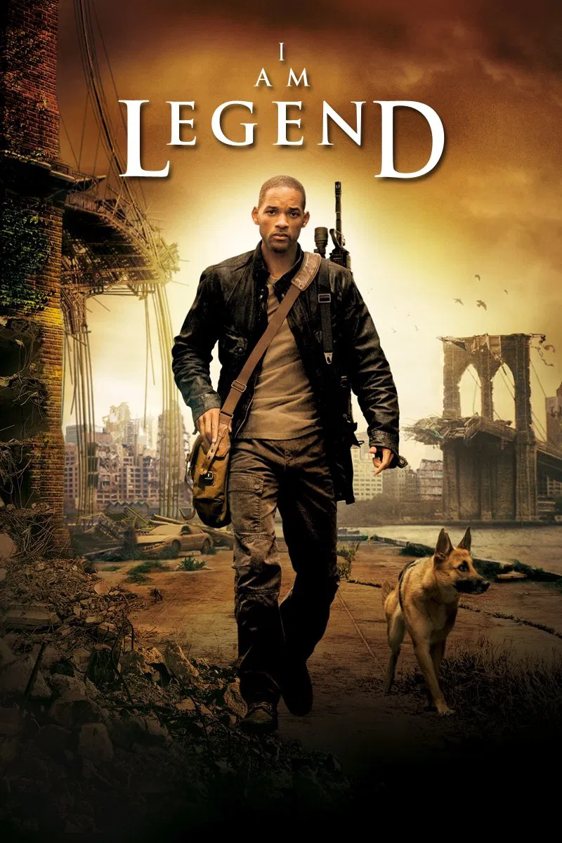 Poster chính thức của phim Phim Tâm Lý, Phim Viễn Tưởng "Tôi Là Huyền Thoại" (I Am Legend - 2007), với sự tham gia của diễn viên Will Smith và Alice Braga.