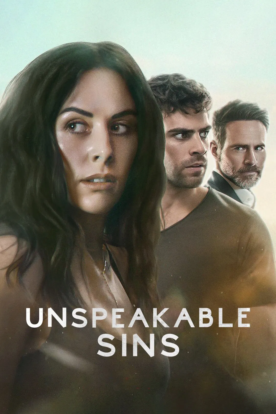 Poster chính thức của phim Phim Tâm Lý "Tội Lỗi Giấu Kín" (Unspeakable Sins - 2025), với sự tham gia của diễn viên Zuria Vega và Andres Baida.