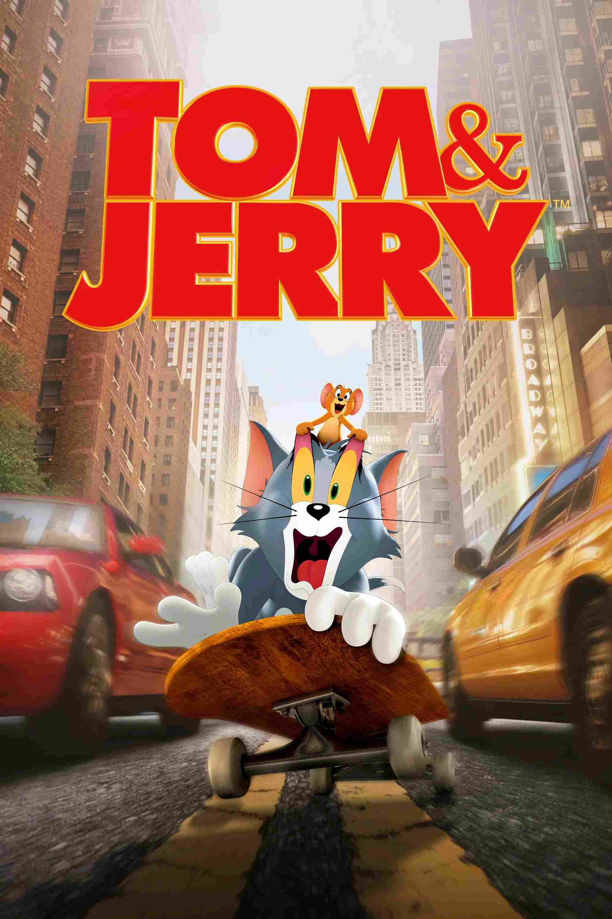Poster chính thức của phim Phim Hài, Phim Gia Đình "Tom và Jerry" (Tom & Jerry - 2021), với sự tham gia của diễn viên Chloë Grace Moretz và Michael Peña.