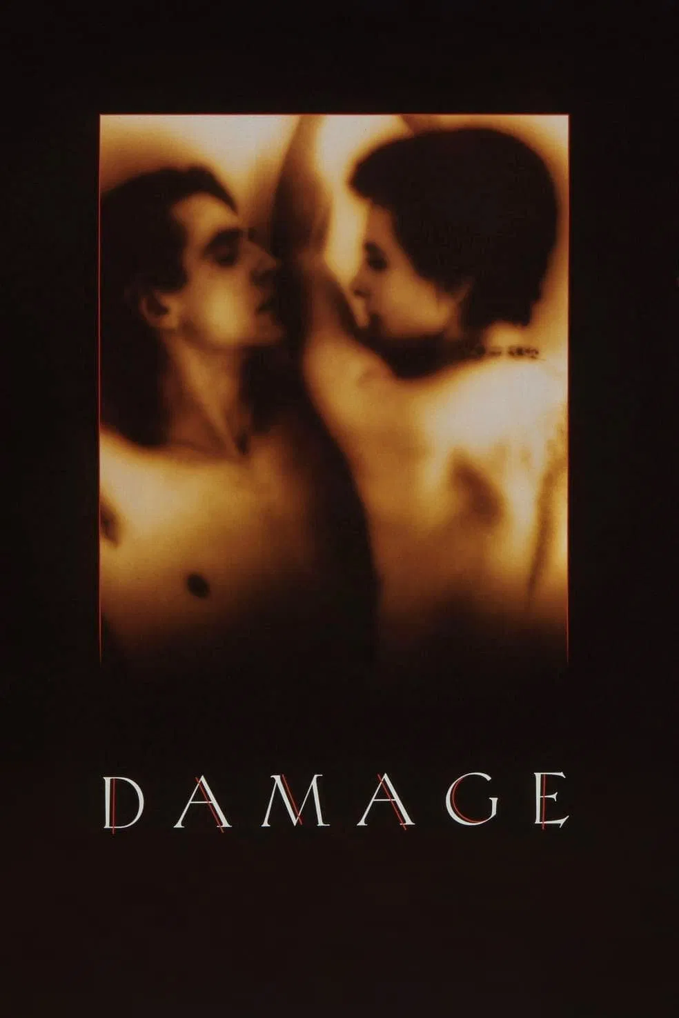 Poster chính thức của phim Phim Tâm Lý, Phim Tình Cảm "Tổn Hại Vô Luân" (Damage - 1992), với sự tham gia của diễn viên Jeremy Irons và Juliette Binoche.