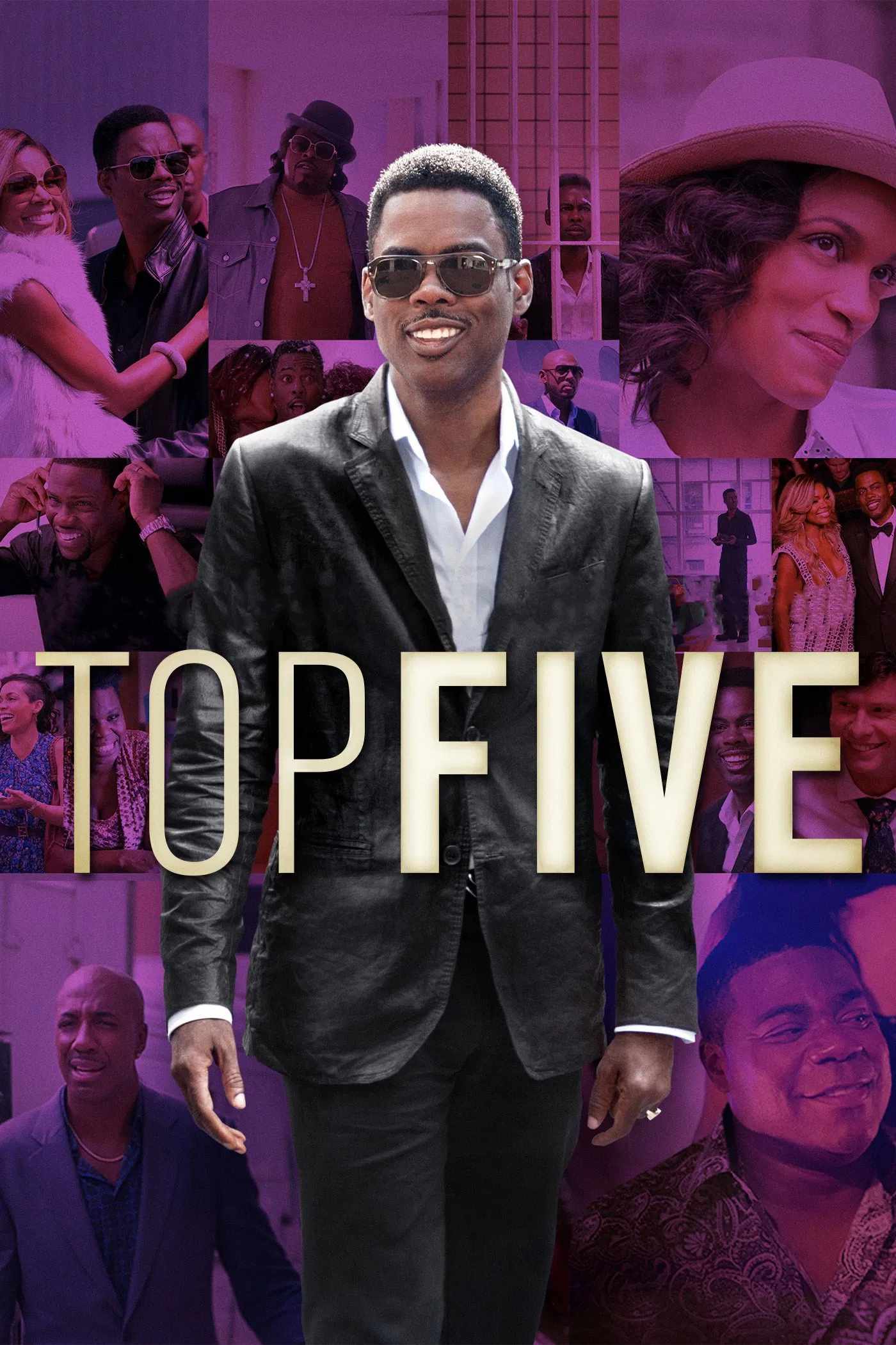 Poster chính thức của phim Phim Tâm Lý, Phim Hài "Top Five" (Top Five - 2014), với sự tham gia của diễn viên Chris Rock và Rosario Dawson.