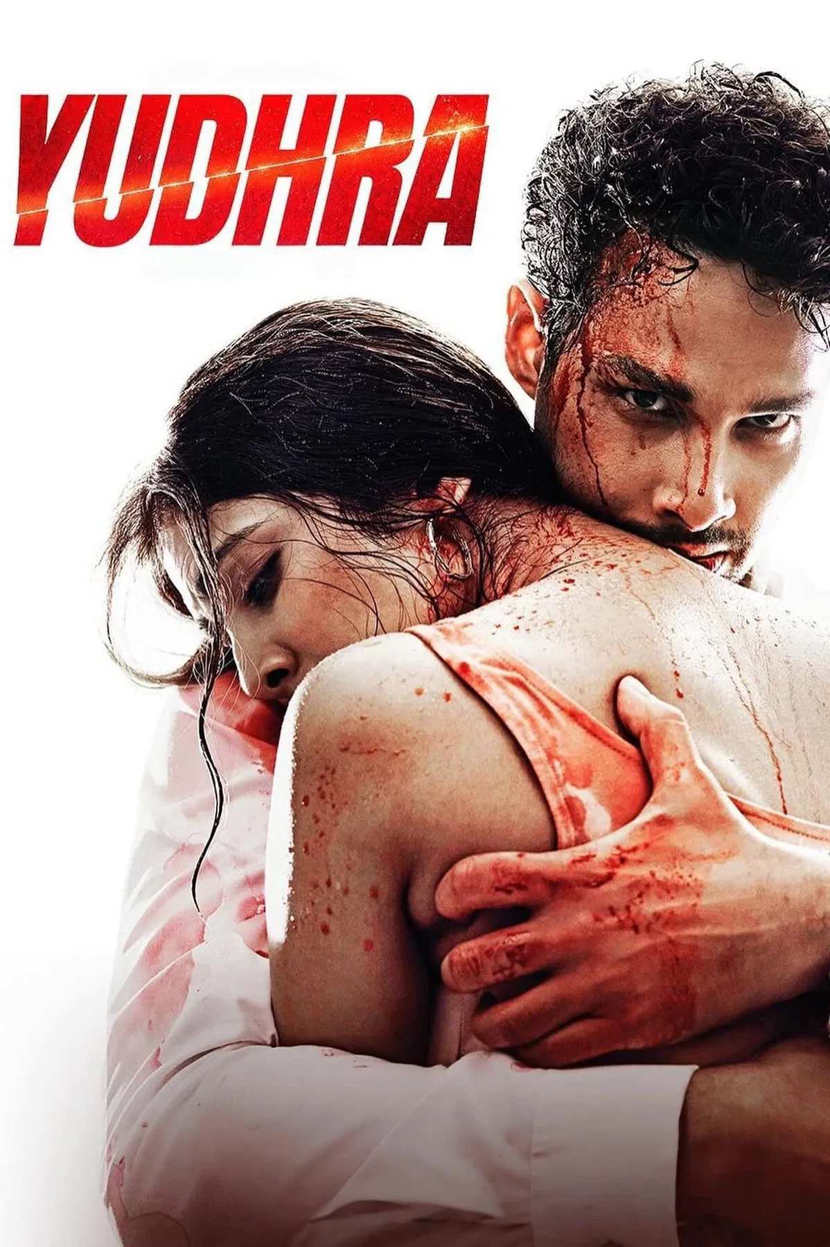 Poster chính thức của phim Phim Hành Động, Phim Giật Gân "Trả Thù" (Yudhra - 2024), với sự tham gia của diễn viên Siddhant Chaturvedi và Malavika Mohanan.