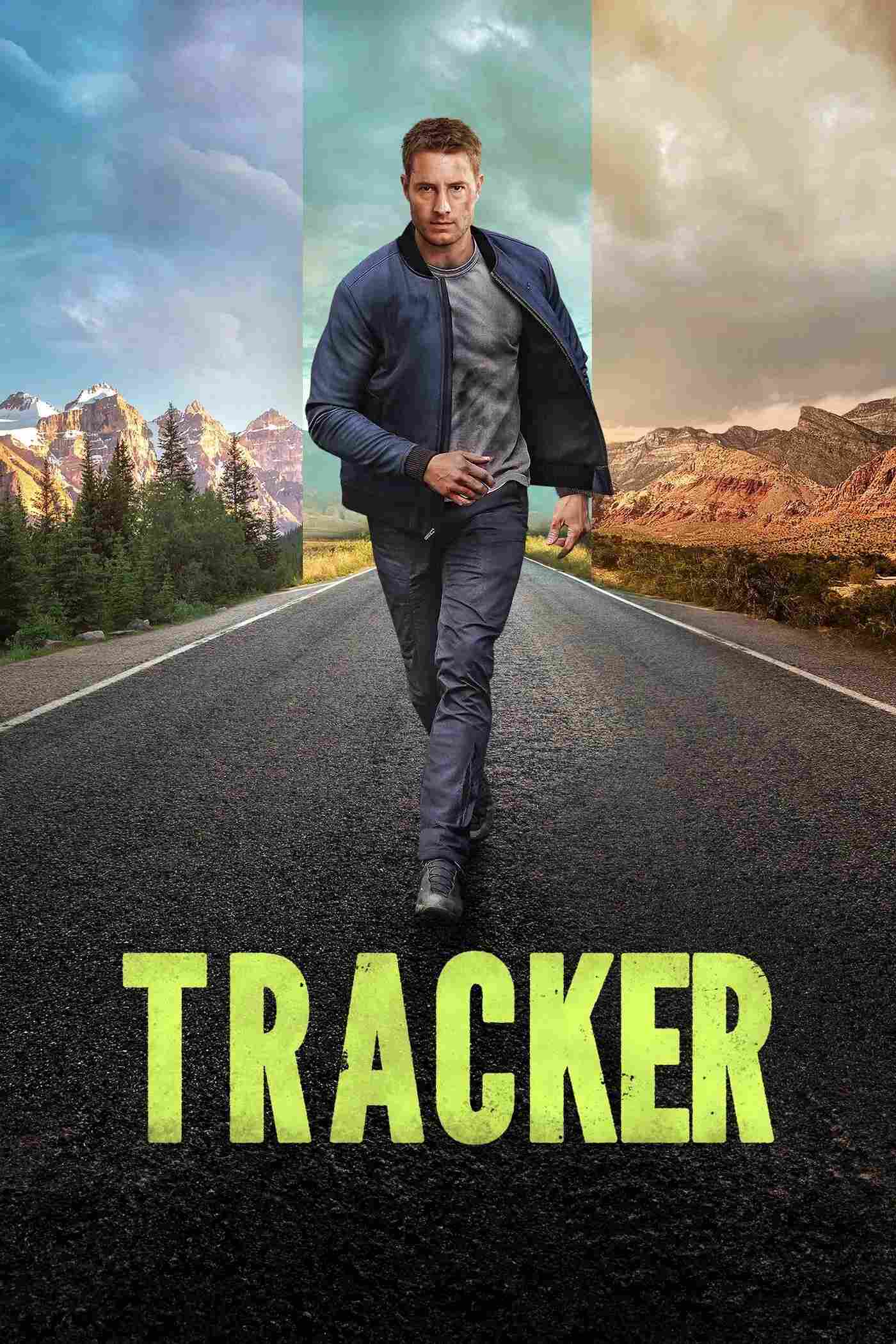 Poster chính thức của phim Phim Tâm Lý, Phim Hình Sự "Tracker" (Tracker - 2024), với sự tham gia của diễn viên Justin Hartley và Fiona Rene.