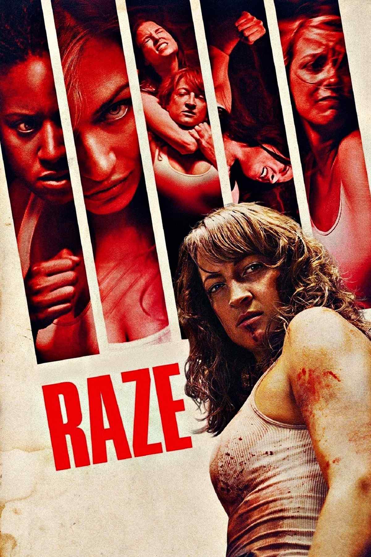 Poster chính thức của phim Phim Kinh Dị, Phim Giật Gân "Trại Nữ Tù" (Raze - 2013), với sự tham gia của diễn viên Zoë Bell và Rebecca Marshall.
