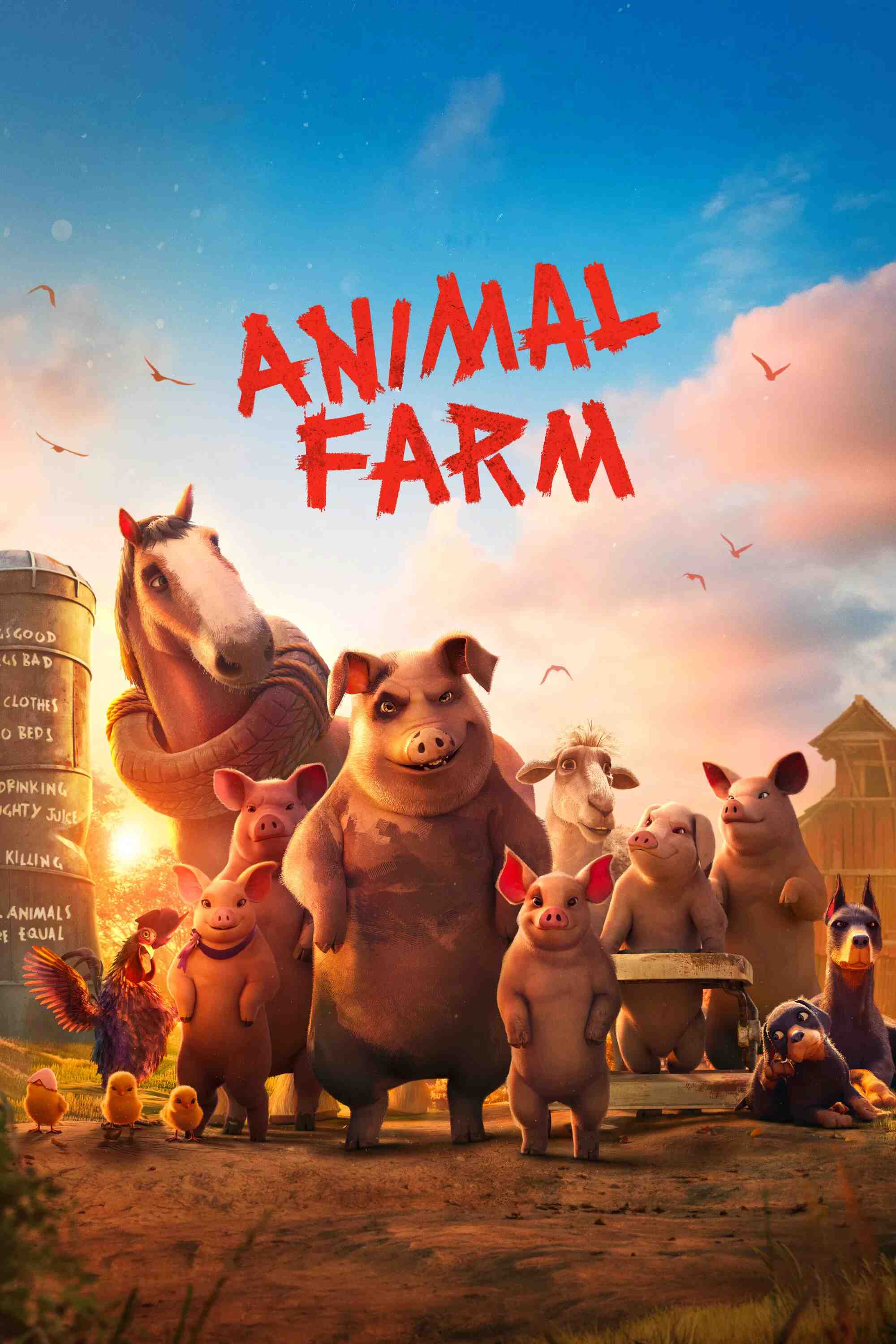 Poster chính thức của phim Phim Hoạt Hình, Phim Hài "Trại Súc Vật" (Animal Farm - 2026), với sự tham gia của diễn viên Seth Rogen và Gaten Matarazzo.