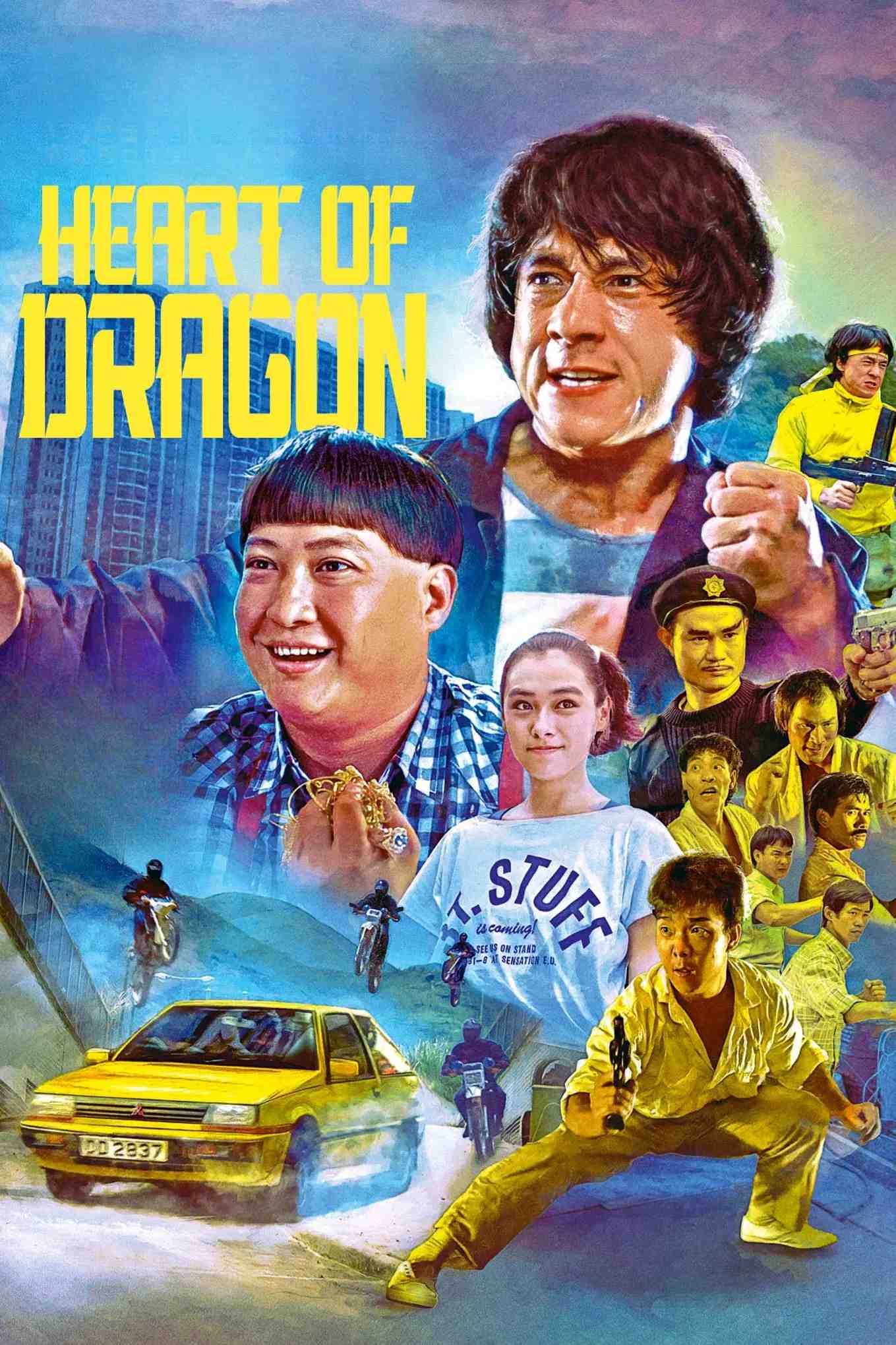 Poster chính thức của phim Phim Hành Động, Phim Hài "Trái tim của rồng" (Heart of Dragon - 1985), với sự tham gia của diễn viên Thành Long và Hồng Kim Bảo.