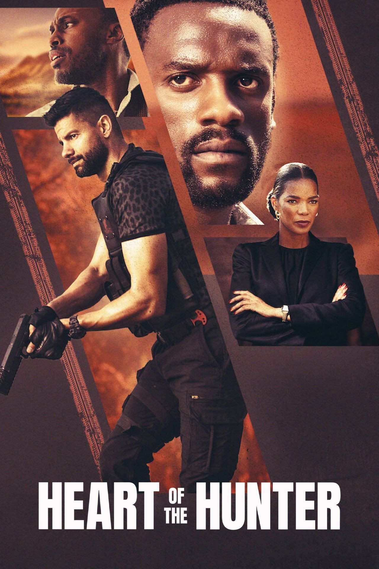 Poster chính thức của phim Phim Hành Động "Trái Tim Của Thợ Săn" (Heart of the Hunter - 2024), với sự tham gia của diễn viên Bonko Khoza và Connie Ferguson.